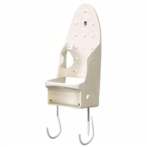 Household Essentials 166-1 White Wall Mount Iron Holder with Built-in Ironing Board Hooks - Perfect for Laundry Rooms, Closets & Small Spaces