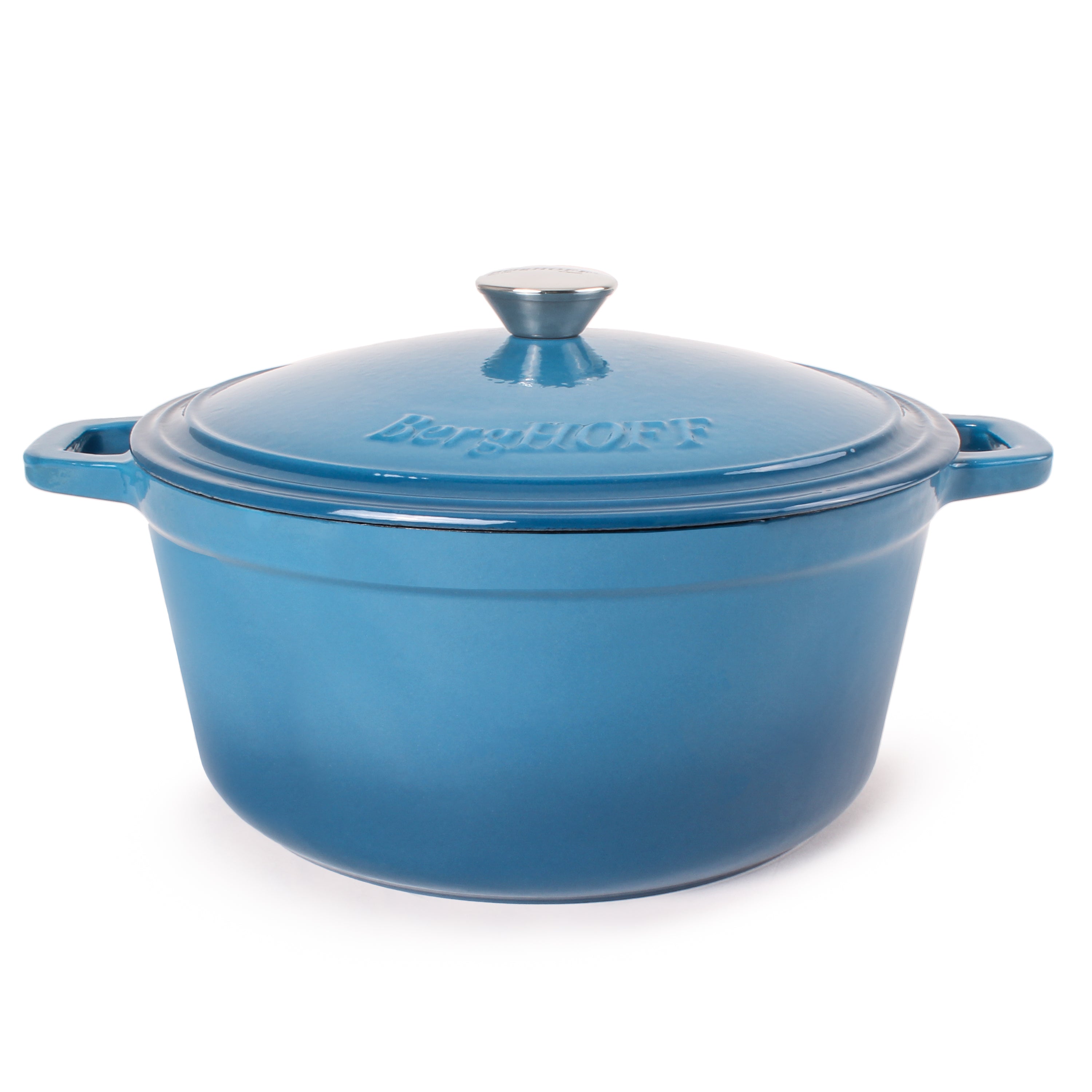 BergHOFF Neo 4-Piece Cast Iron Cookware Set - 3 Quart & 7 Quart Dutch Oven with Lid - Blue Enameled Cookware for Stovetop, Oven & Camping - Perfect for Soups, Stews & Braising