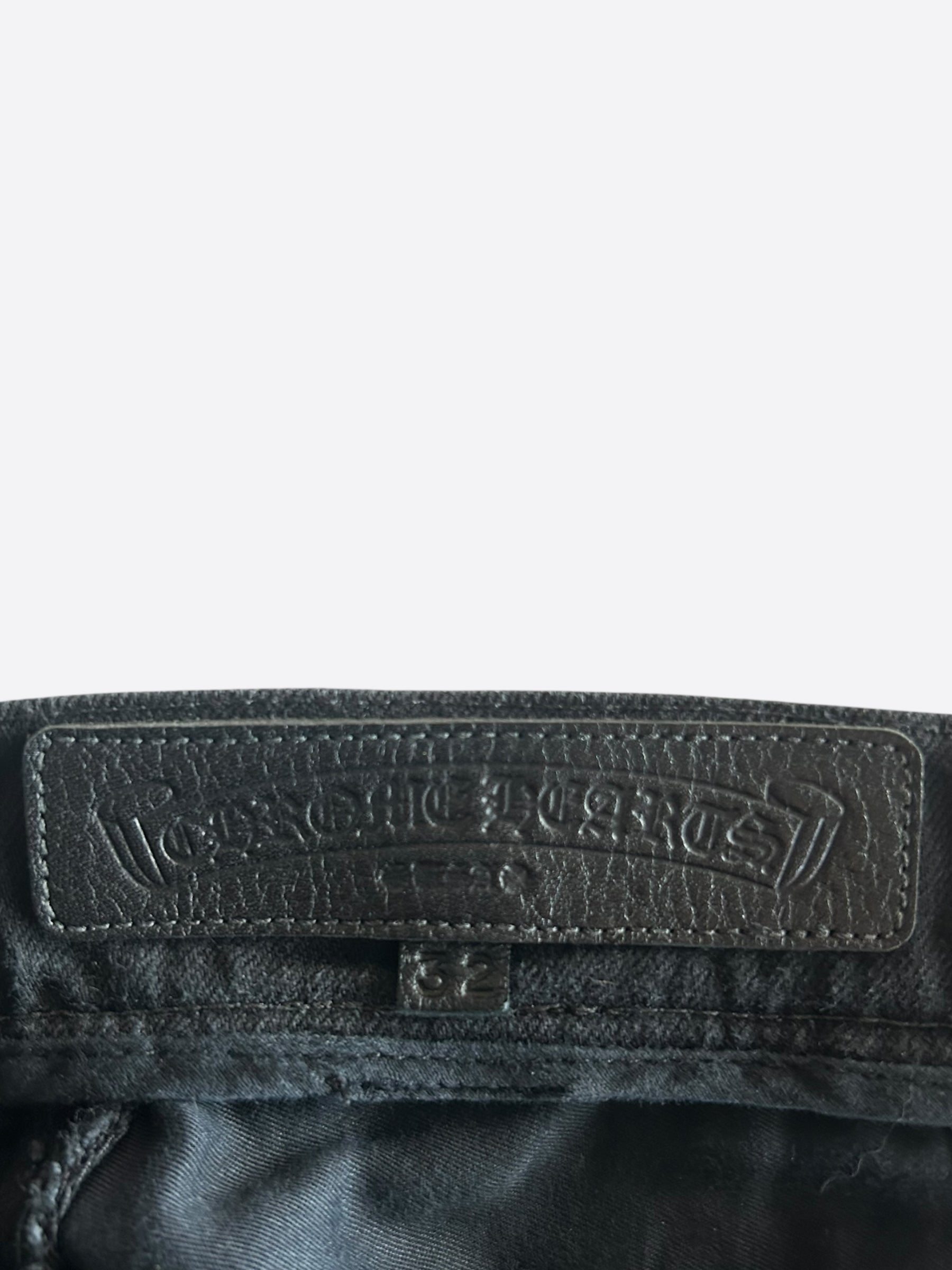Chrome Hearts Black Cow & Yellow Cross Patch Fleur Jeans for Men & Women - Vintage Distressed Denim Pants with Embroidered Details - Perfect for Streetwear, Biker Fashion & Casual Outfits