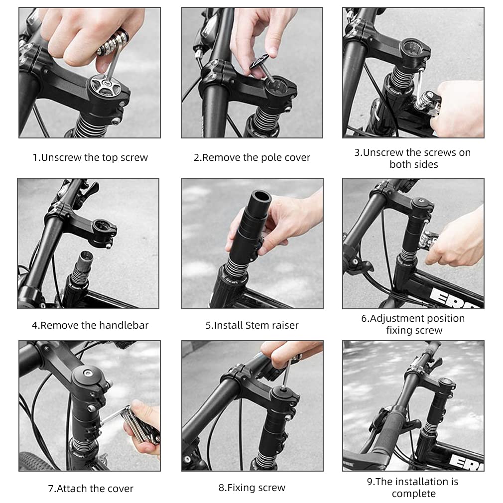 Adjustable Bike Stem Riser - Aluminum Alloy Handlebar Extender for Mountain, Road, MTB, BMX & Fixie Bikes - Black Head Up Adapter | Perfect for Comfort Riding, Commuting & Trail Adventures