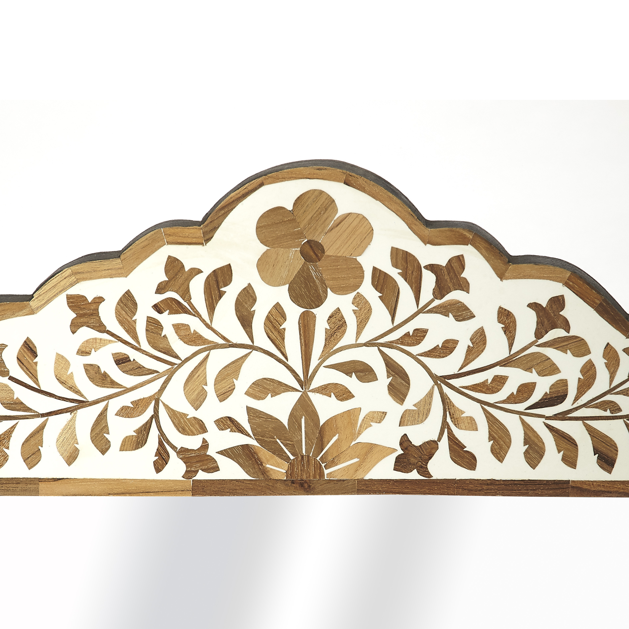 Exquisite Brown Bone Inlay Mosaic Floral Wall Mirror - Handcrafted Bohemian Home Decor for Living Room, Bedroom & Entryway