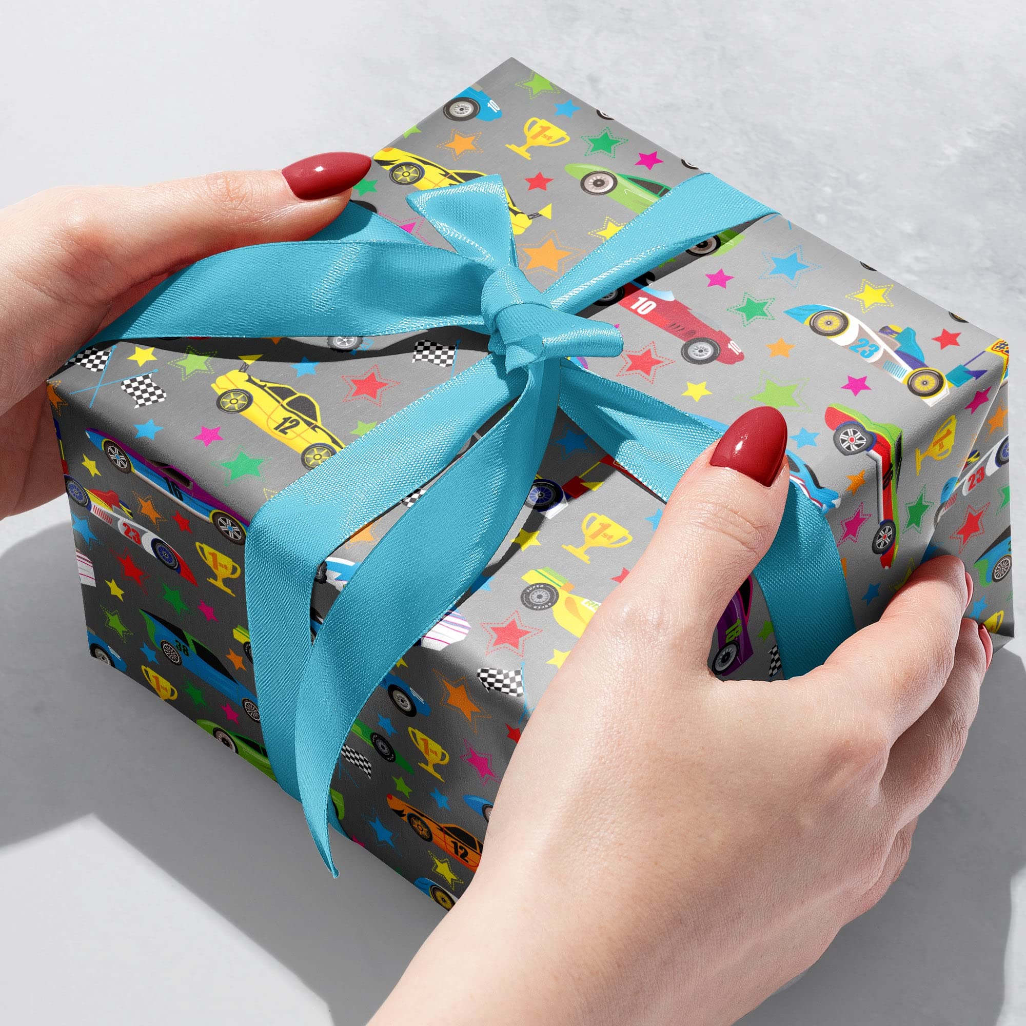 Jillson Roberts Bulk Gift Wrap - 833 Feet x 30 Inches Racer Design Everyday Wrapping Paper for Holidays, Birthdays & Parties | Premium Gift Wrapping Supplies for Retail Stores & Home Use