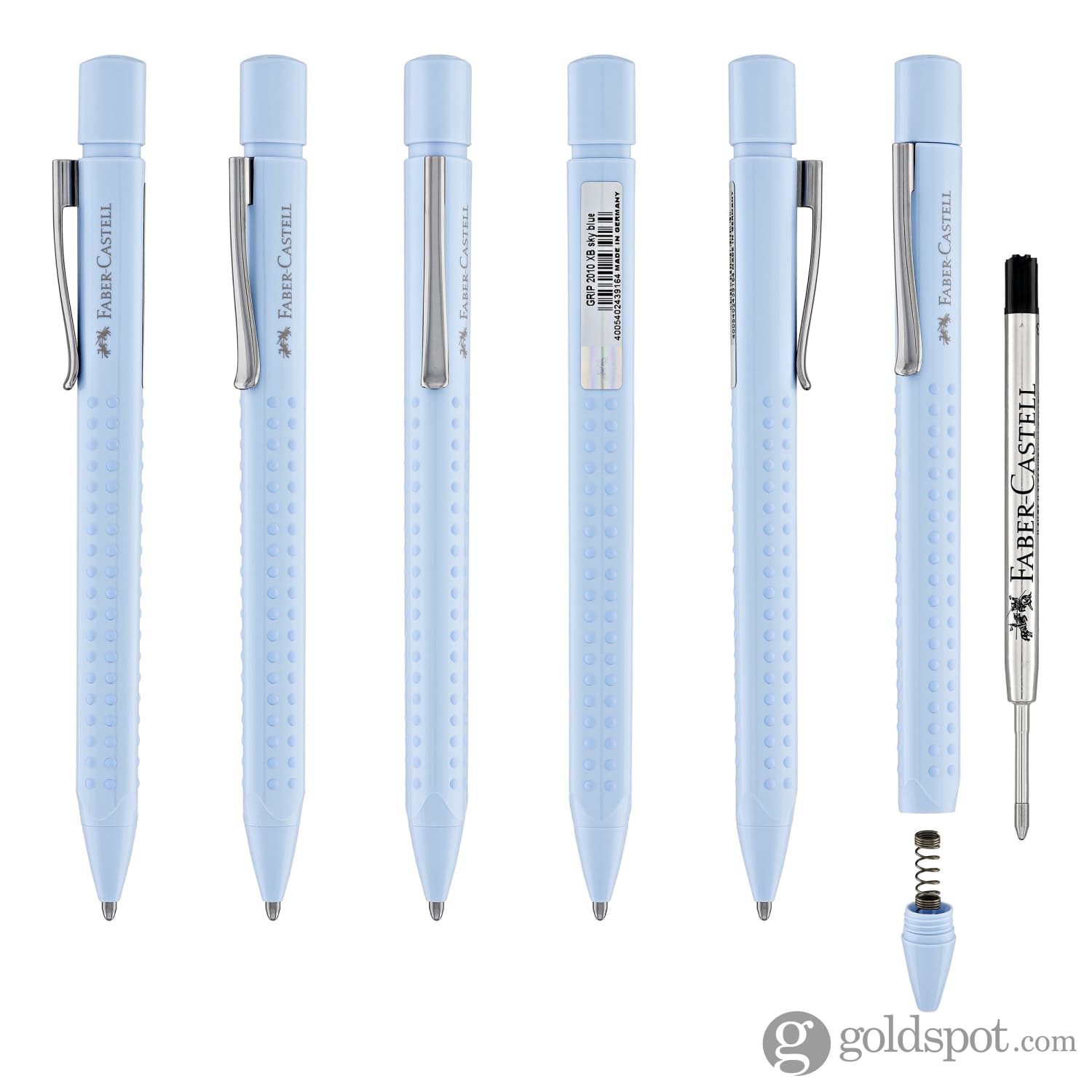 Faber Castell Grip Ballpoint Pen - Sky Blue Comfort Grip Writing Pen for Office, School & Everyday Use - Smooth Ink Refillable Pen for Note Taking, Journaling & Gift Giving