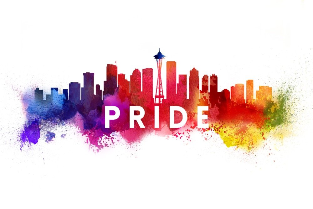 Seattle Washington Gay Pride Skyline Abstract Art - 24x36 Gallery Quality Metal Wall Decor, Aluminum Print for Home & Office - Perfect for LGBTQ+ Pride Celebrations & Modern Interior Design