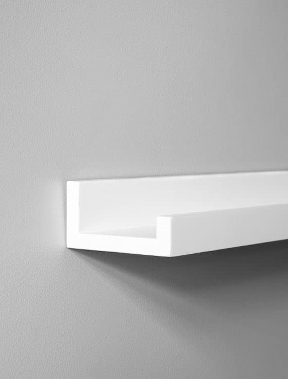 GEEZY Set of 2 Floating Wall Shelves - White Picture Ledge Display Racks for Books, Photos & Decor - 30 x 10 x 5 cm - Perfect for Living Room, Bedroom & Office Organization