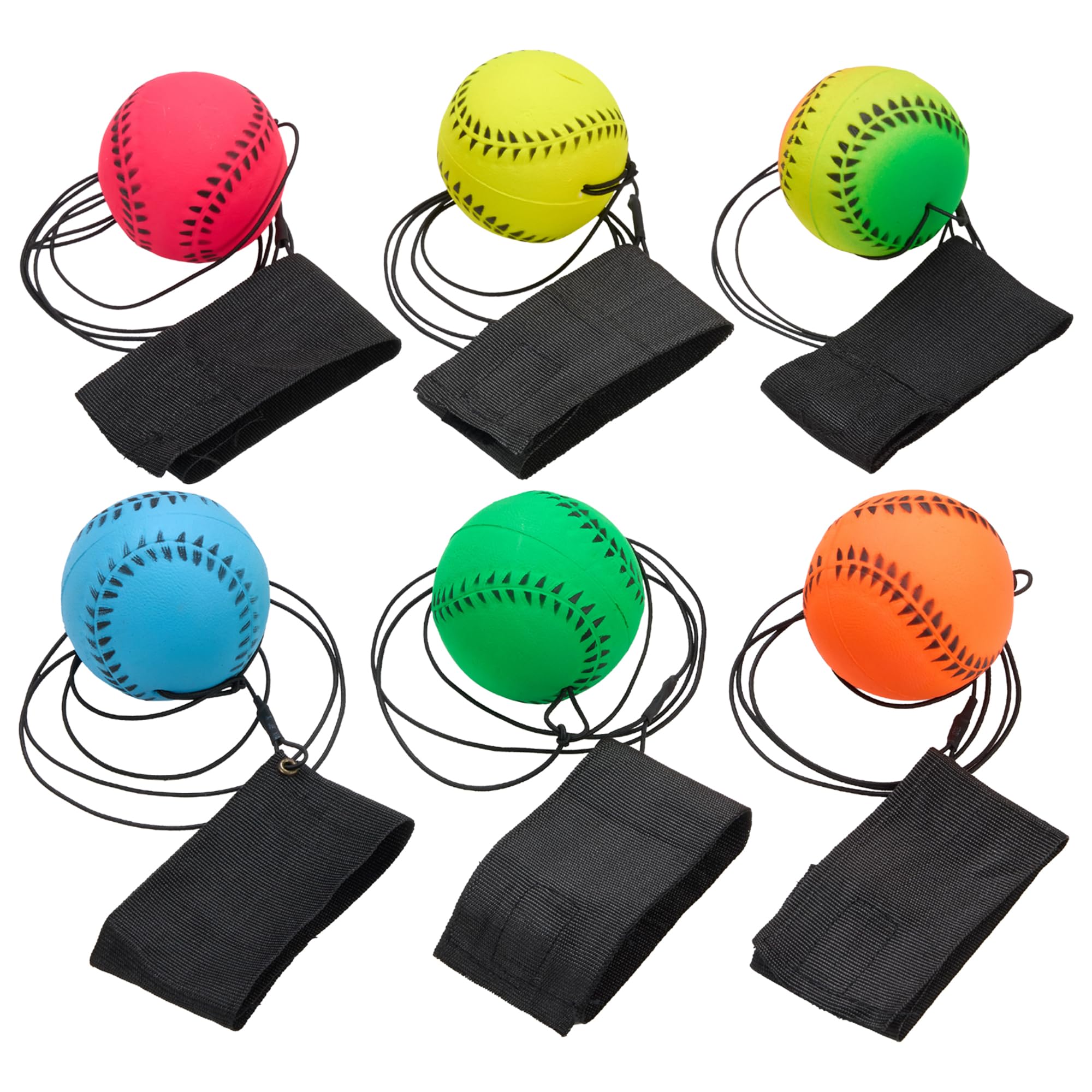 Neon Glow in the Dark Wrist Baseballs - 6 Pack Practice Balls for Kids Outdoor Sports | Baseball Training, Team Party Favors, Spring Season Gifts | Perfect for Night Games, Birthday Parties & Backyard Fun