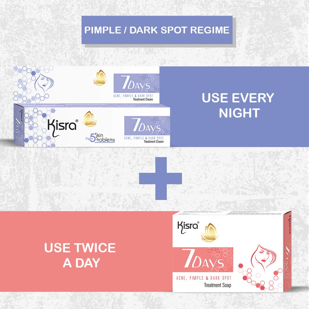 Kisra 7-Day Acne Treatment Cream for Pimples & Dark Spots - 15g (Pack of 2) | Fast-Acting Face Cream for Teen & Adult Acne | Perfect for Oily Skin & Daily Skincare Routine