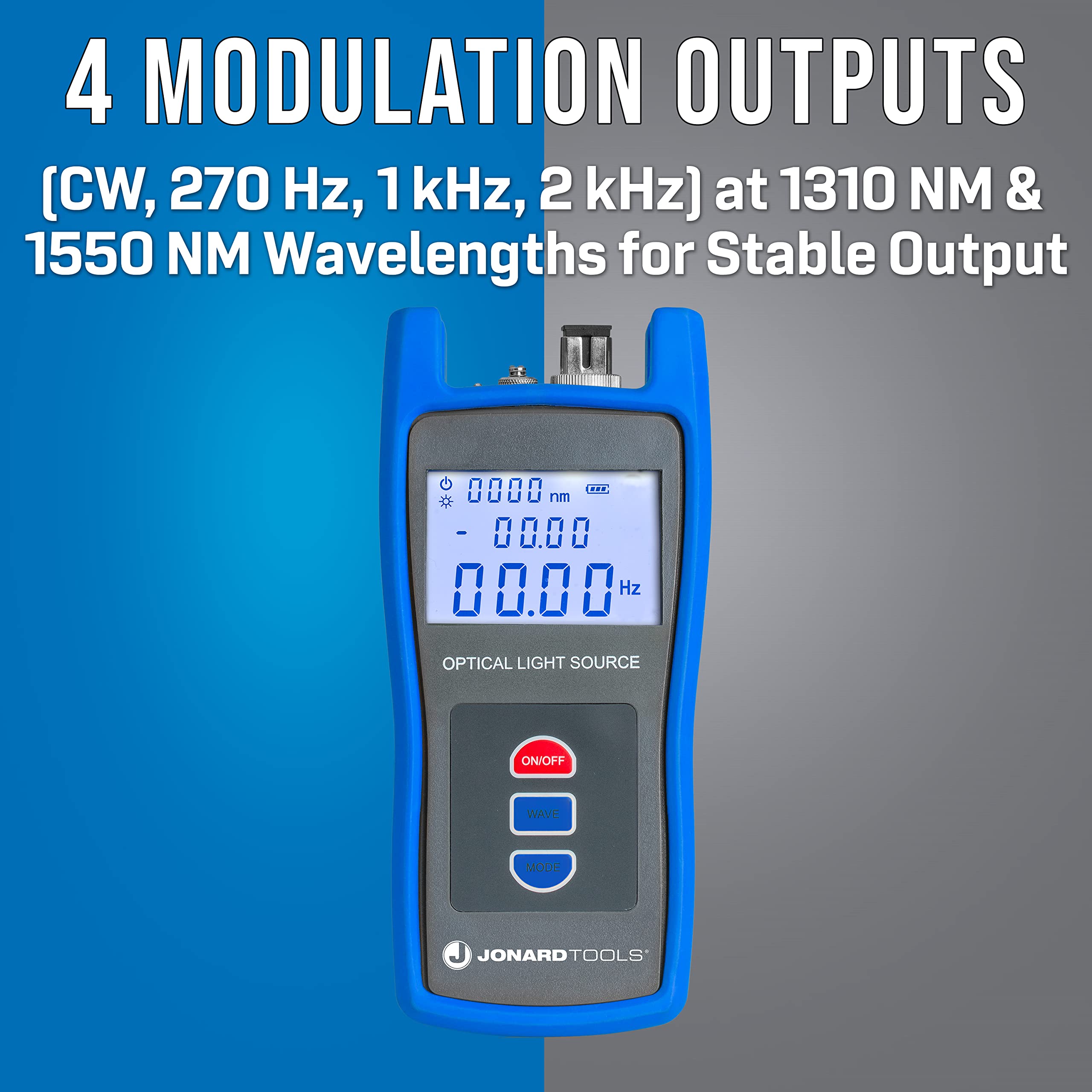 Jonard FLS-50 Fiber Optic Light Source with FC/SC/LC Adapters - for Single Mode Fiber Testing in Telecom & Data Centers