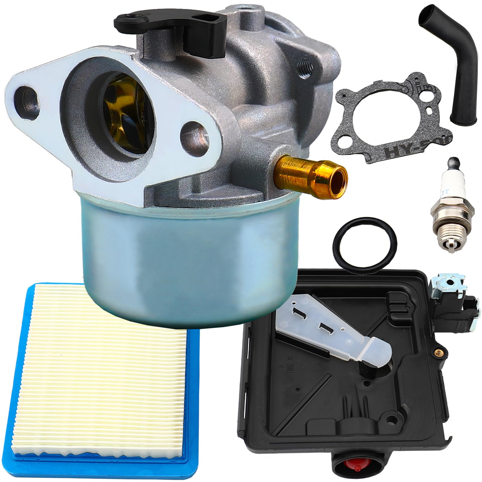 Briggs & Stratton Carburetor 14111 Replacement - Compatible with Models 498170, 498254, 694202, 693909, 799872, 799868 - Includes 795259 Air Filter Cleaner Primer Base Set - Perfect for Lawn Mower Engine Maintenance & Tune-Ups