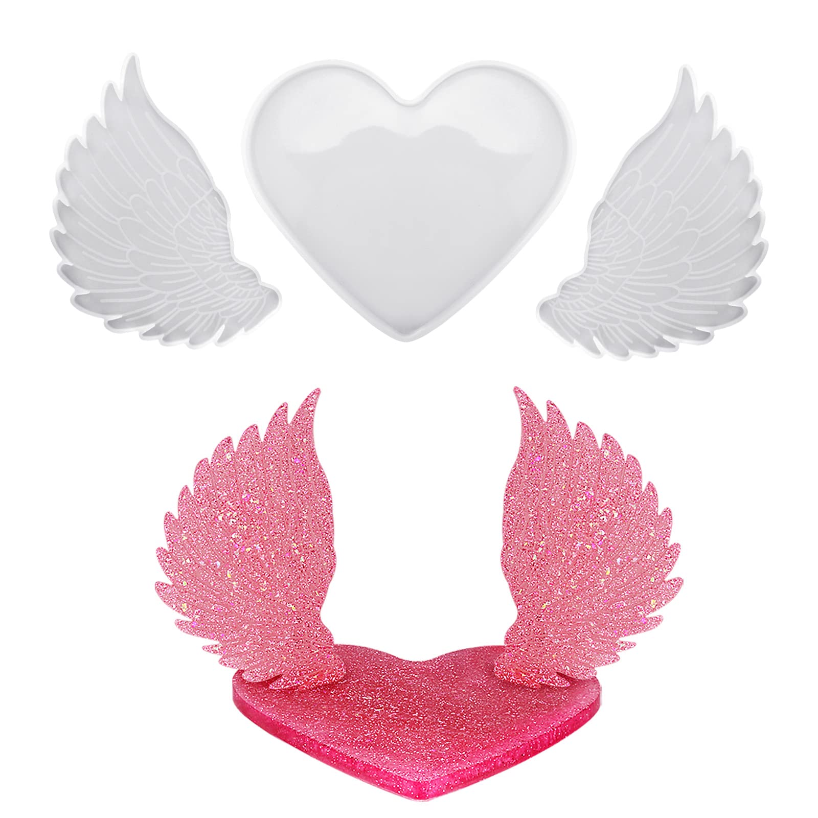 Angel Wings Heart Shaped Resin Mold for DIY Crafts - Memorial Picture Frame Silicone Mold & Candle Holder | Perfect for Memorial Keepsakes, Home Decor, and Gift Making