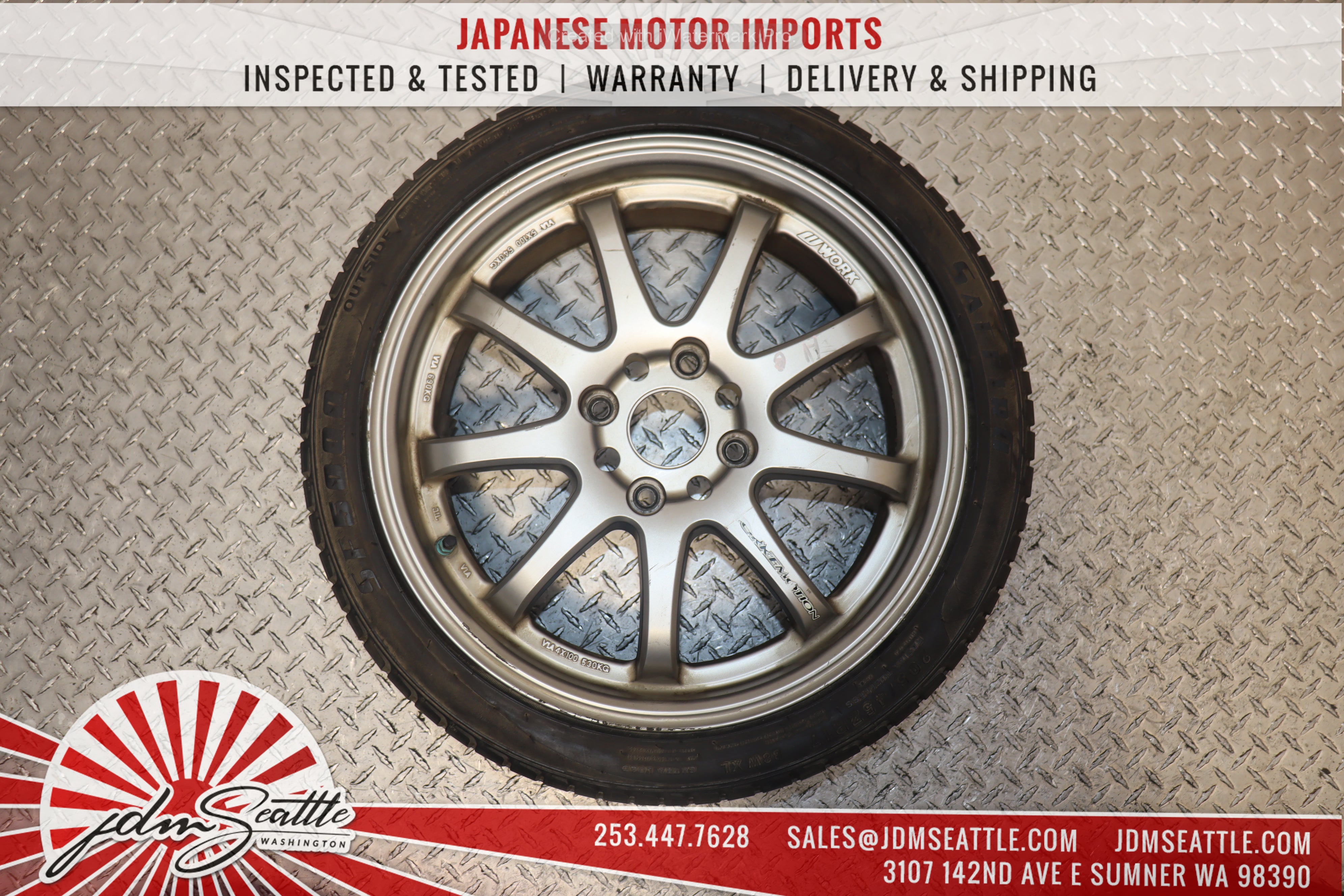 JDM WORK EMOTION XD9 Wheels 17x7 +53 4x114.3 - Set of 4 205/45ZR17 Performance Rims for Drifting, Track Racing & Street Tuning