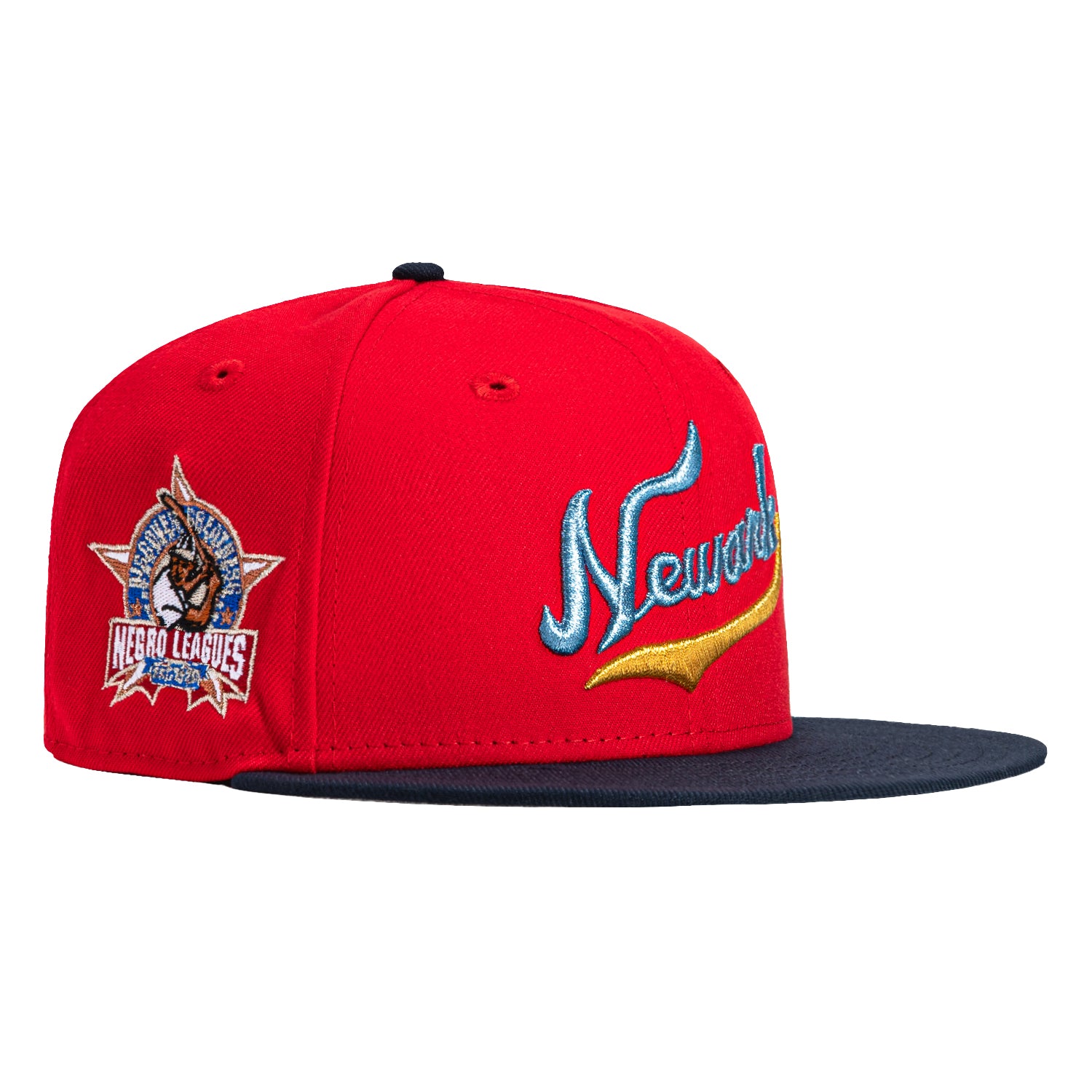 New Era 59Fifty Newark Eagles Negro Leagues Patch Hat - Red & Navy Baseball Cap for Men | Vintage Negro League Baseball Fan Gift | Game Day & Streetwear Fashion Accessory