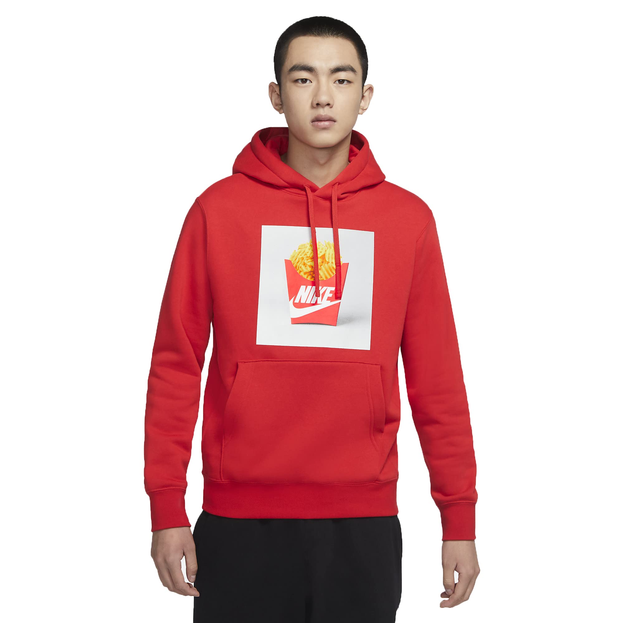 Nike Men's Sole Food Pullover Hoodie - Waffle Fries Design, AS1 Alpha, Size L, Regular Fit - Casual Wear, Street Style, Gym & Outdoor Activities