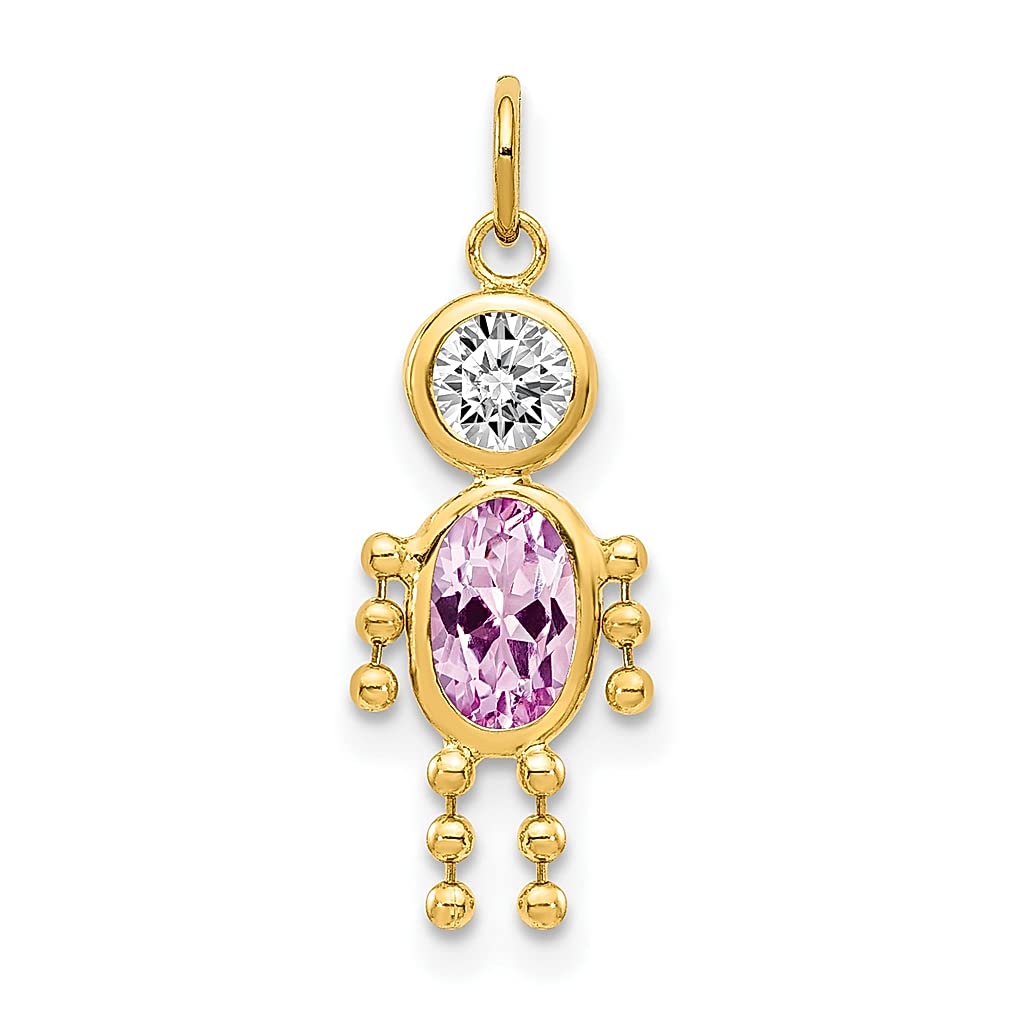 10K Yellow Gold June Birthstone Charm Necklace for Boys - Kids Fine Jewelry Pendant Gift for Women & Her - Perfect for Birthdays, Baby Showers & Special Occasions