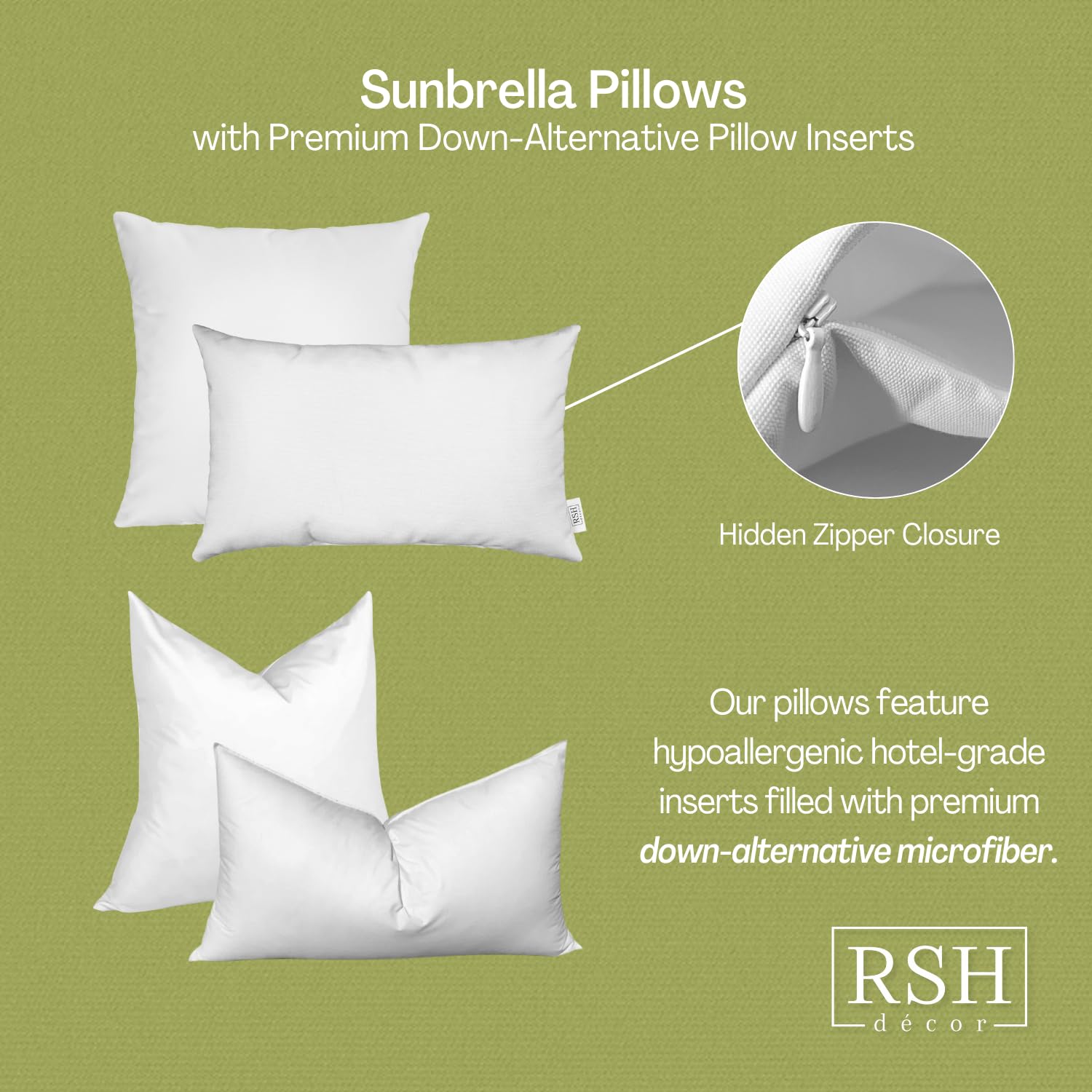 RSH DECOR: Sunbrella Lumbar Throw Pillows Set of 2 - 20