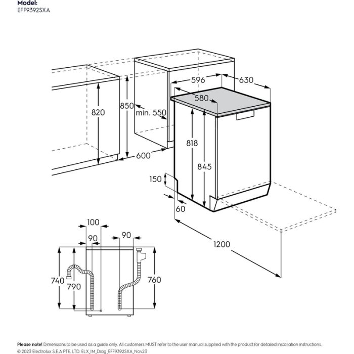 Electrolux EFF9392SXA Built-In Dishwasher - 24 Inch Stainless Steel Energy Star Certified for Quiet Operation - Perfect for Kitchens, Apartments & Small Homes