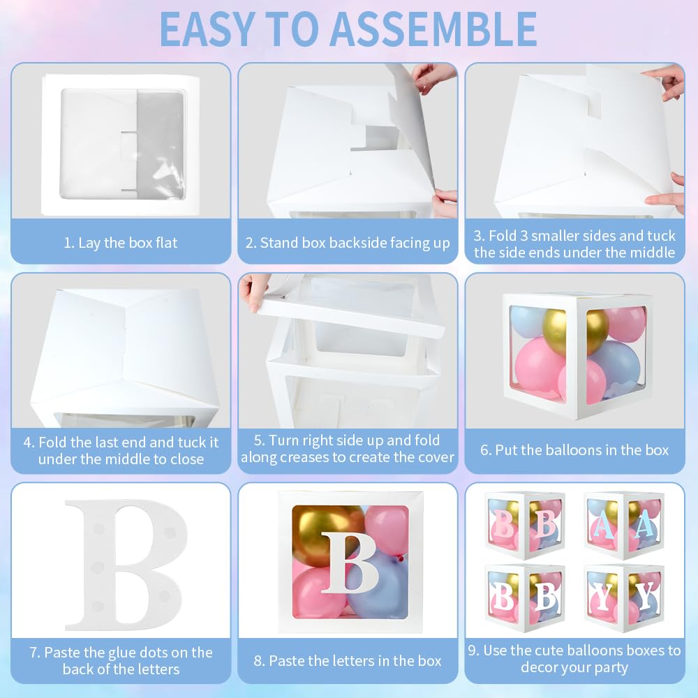 168pcs Pink and Blue Baby Gender Reveal Balloon Decorations Kit - A-Z Letters & Baby Boxes for Baby Shower, 1st Birthday Party, Boy or Girl Gender Reveal Celebration | Perfect for Nursery Decor, Photo Backdrops & Festive Party Arches