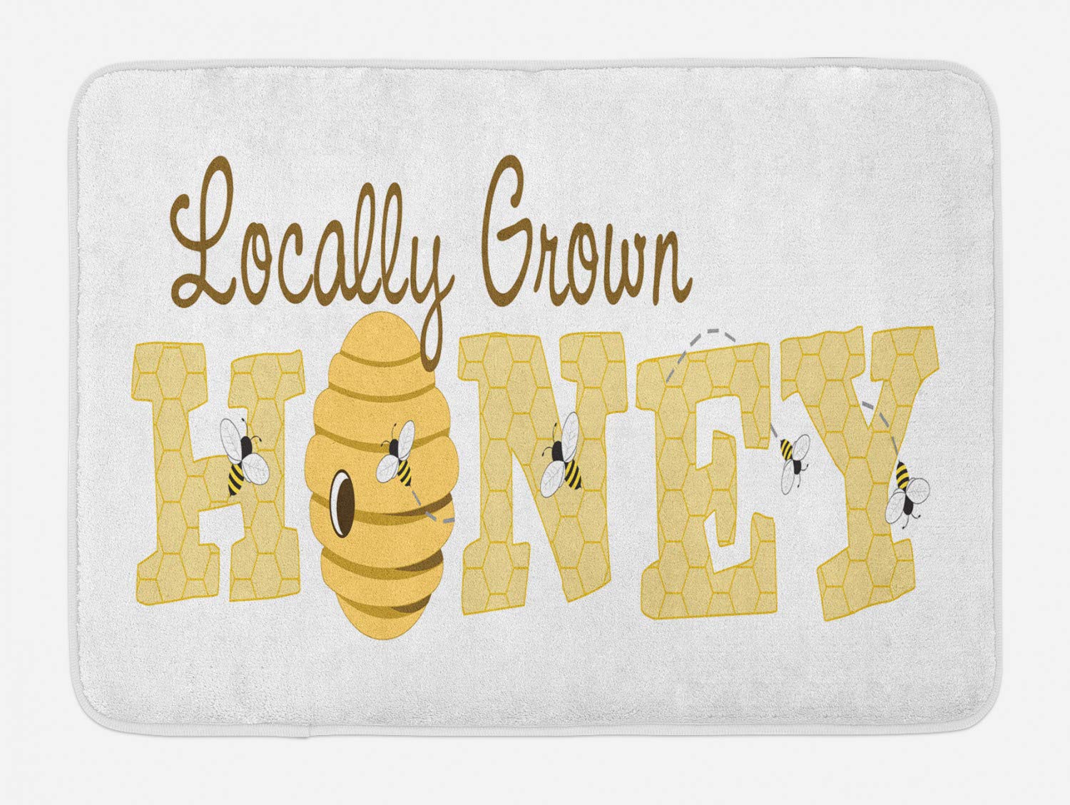 Ambesonne Honey Bee Bath Mat - Non-Slip Plush Decor for Bathroom