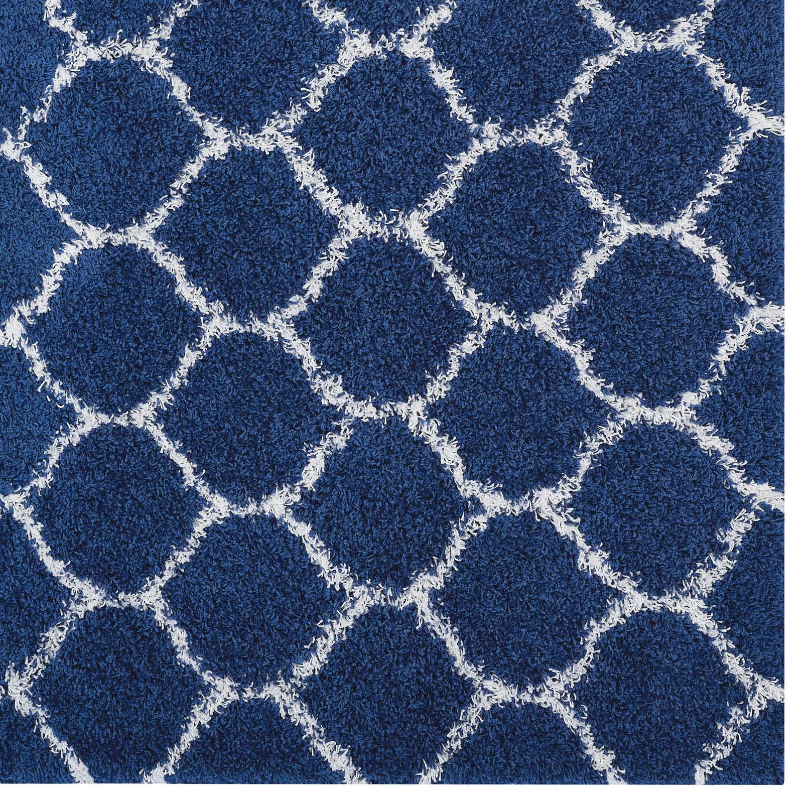 Modern Contemporary Urban Living Room Area Rug - Soft Fabric Floor Carpet in Multi Navy Blue - Perfect for Lounge, Bedroom & Home Decor