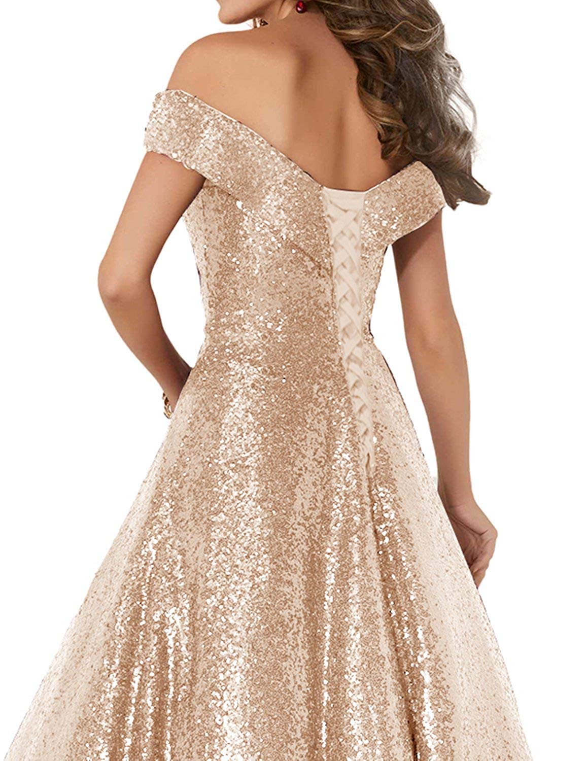 Sparkly Sequin Off Shoulder Prom Dress for Women - Long Sweetheart Wedding Party Gown with Elegant Ball Gown Style | Perfect for Homecoming, Formal Dances, Evening Galas & Special Occasions
