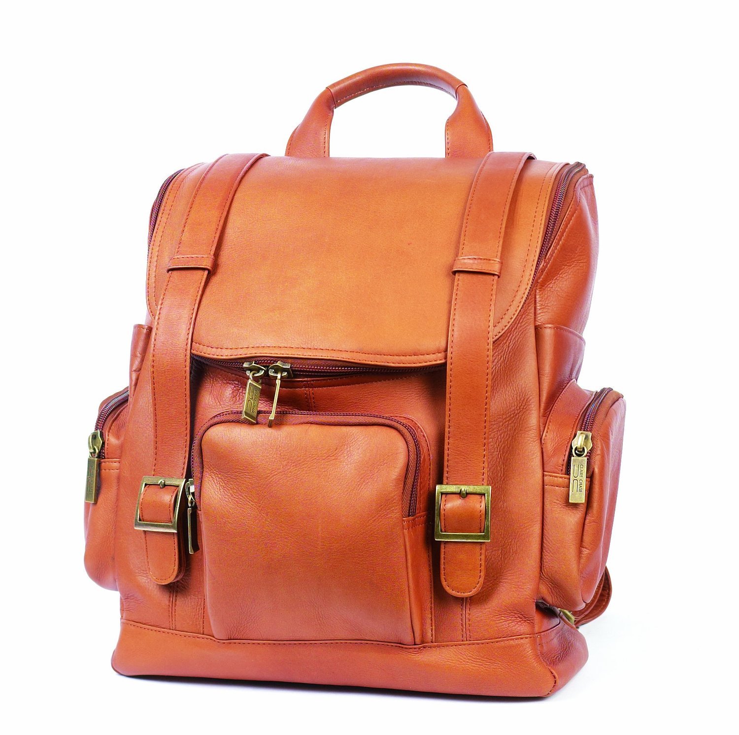 Claire Chase Portofino Premium Leather Laptop Backpack for Men & Women, Stylish Saddle Brown Computer Bag for Work, Travel & Daily Commute
