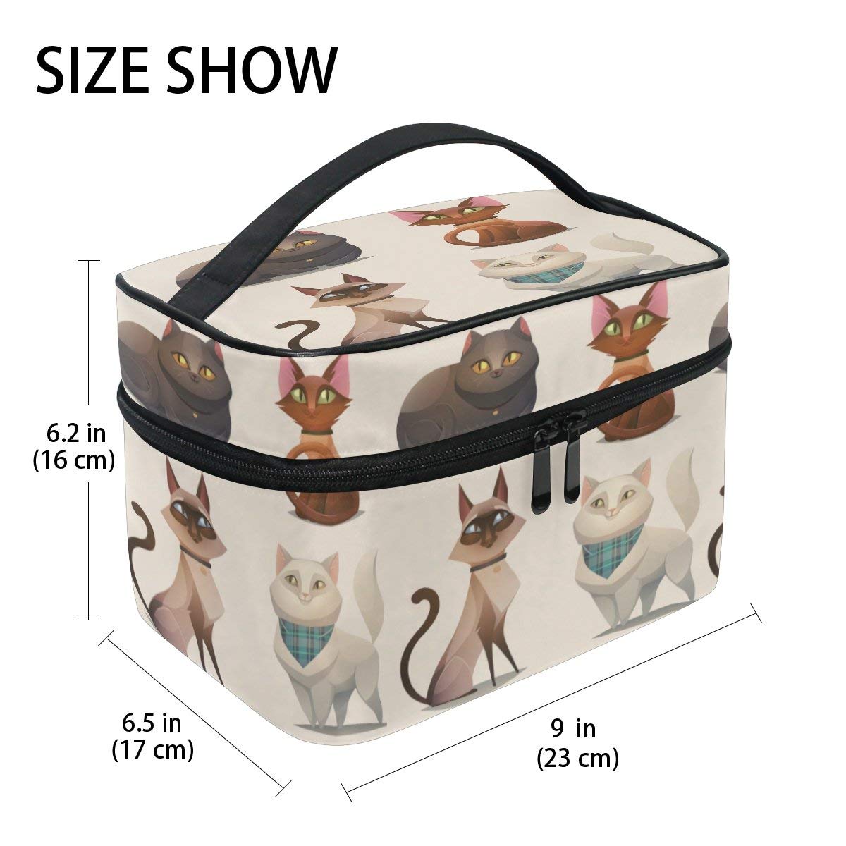 Cute Cartoon Cat Travel Makeup Bag - Waterproof Cosmetic Organizer Pouch for Toiletries & Train Case - Perfect for Vacation, Gym, and Daily Use