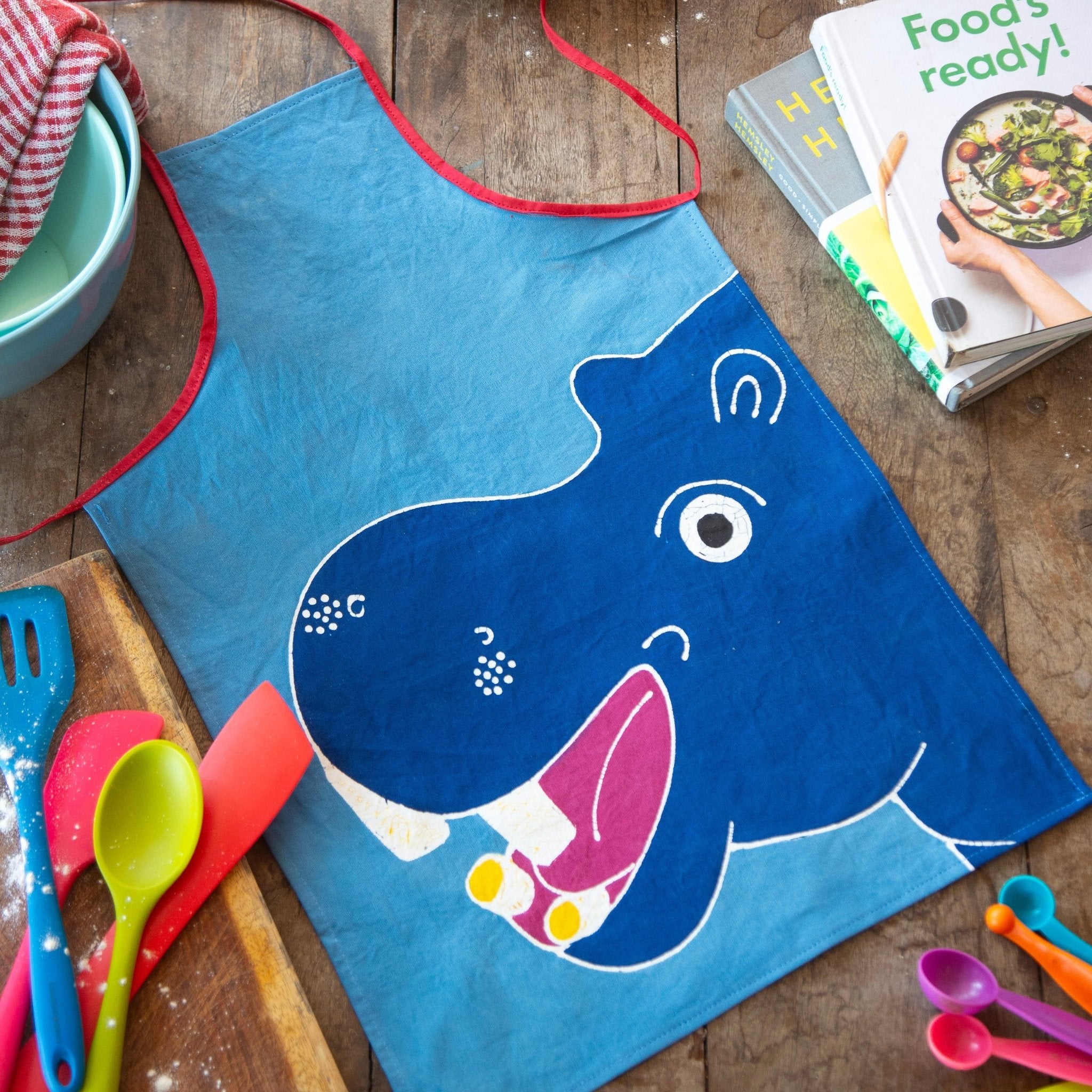 Fun Safari Hippo Kids' Aprons - Waterproof & Adjustable for Painting, Cooking & Arts & Crafts - Perfect for Playtime & Creative Activities