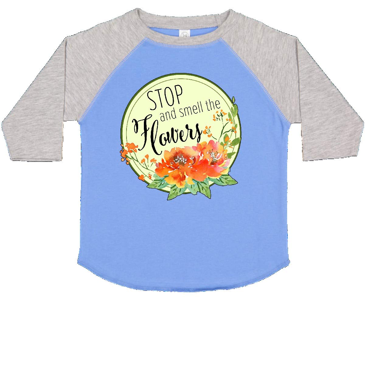 Inktastic Stop and Smell The Flowers Watercolor Toddler T-Shirt | Cute Floral Print Cotton Tee for Baby Girls & Boys | Perfect for Playdates, Daycare & Family Photos