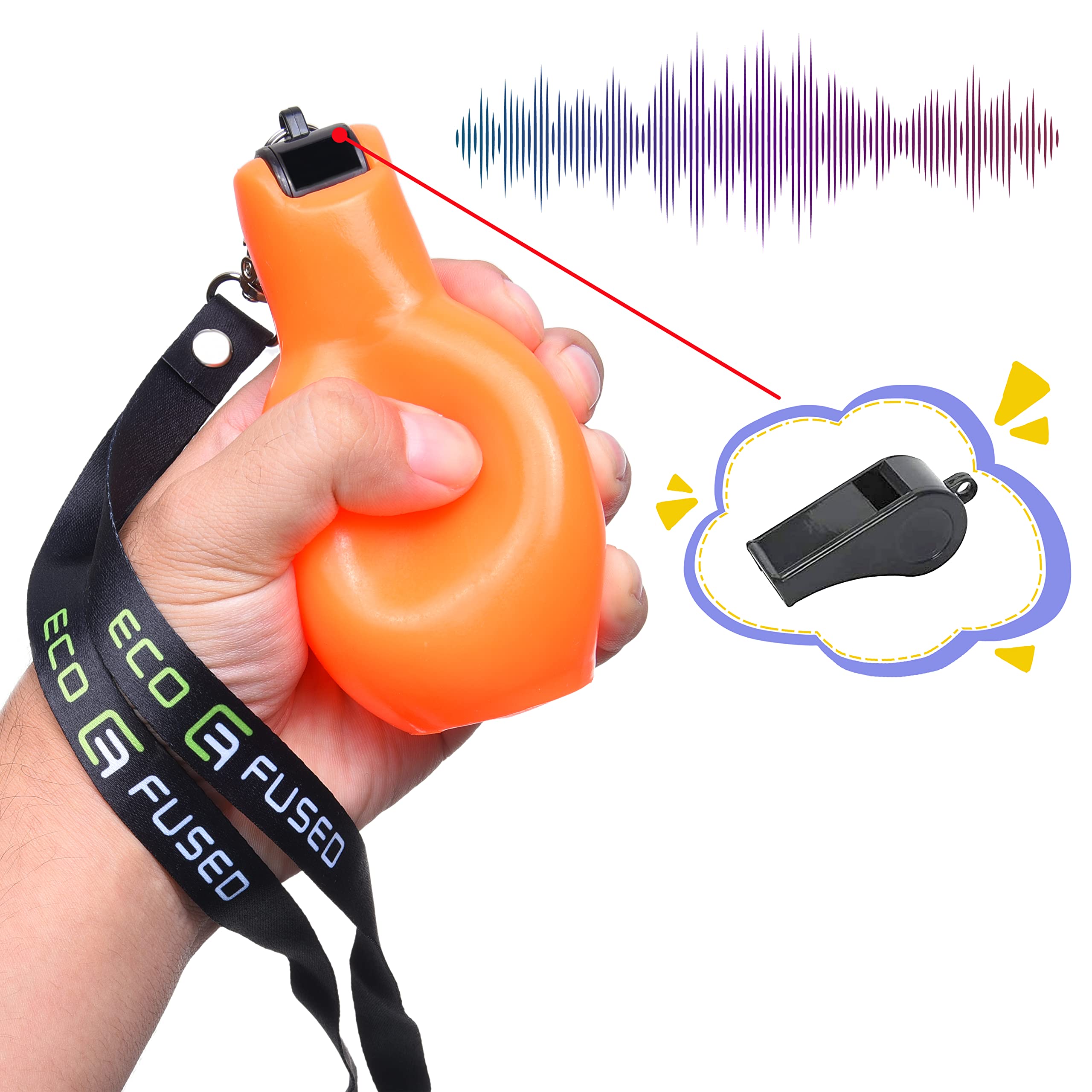 Eco-Fused 2X Hand Squeeze Whistles with Lanyards for Sports & Outdoor Activities