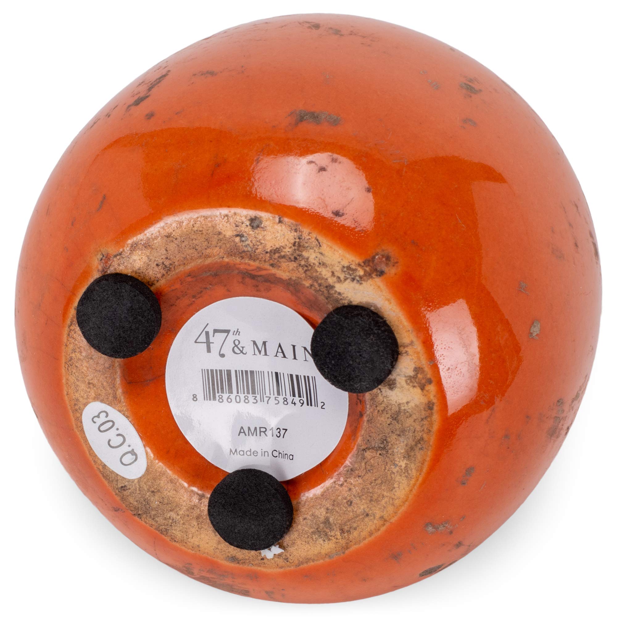 47th & Main Mini Round Orange Ceramic Vase - Handmade Home Decor for Table Centerpiece, Wedding, Living Room & Office Decoration