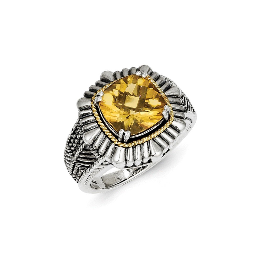 14K Yellow Gold & 925 Sterling Silver Citrine November Birthstone Engagement Ring for Women - Perfect for Proposals, Anniversaries, and Special Occasions