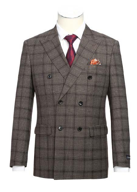 ALESSANDRO VITELLO Men's Slim Fit Double Breasted Suit - Premium Business Formal Attire for Weddings, Interviews & Office Wear (Style 565-7)