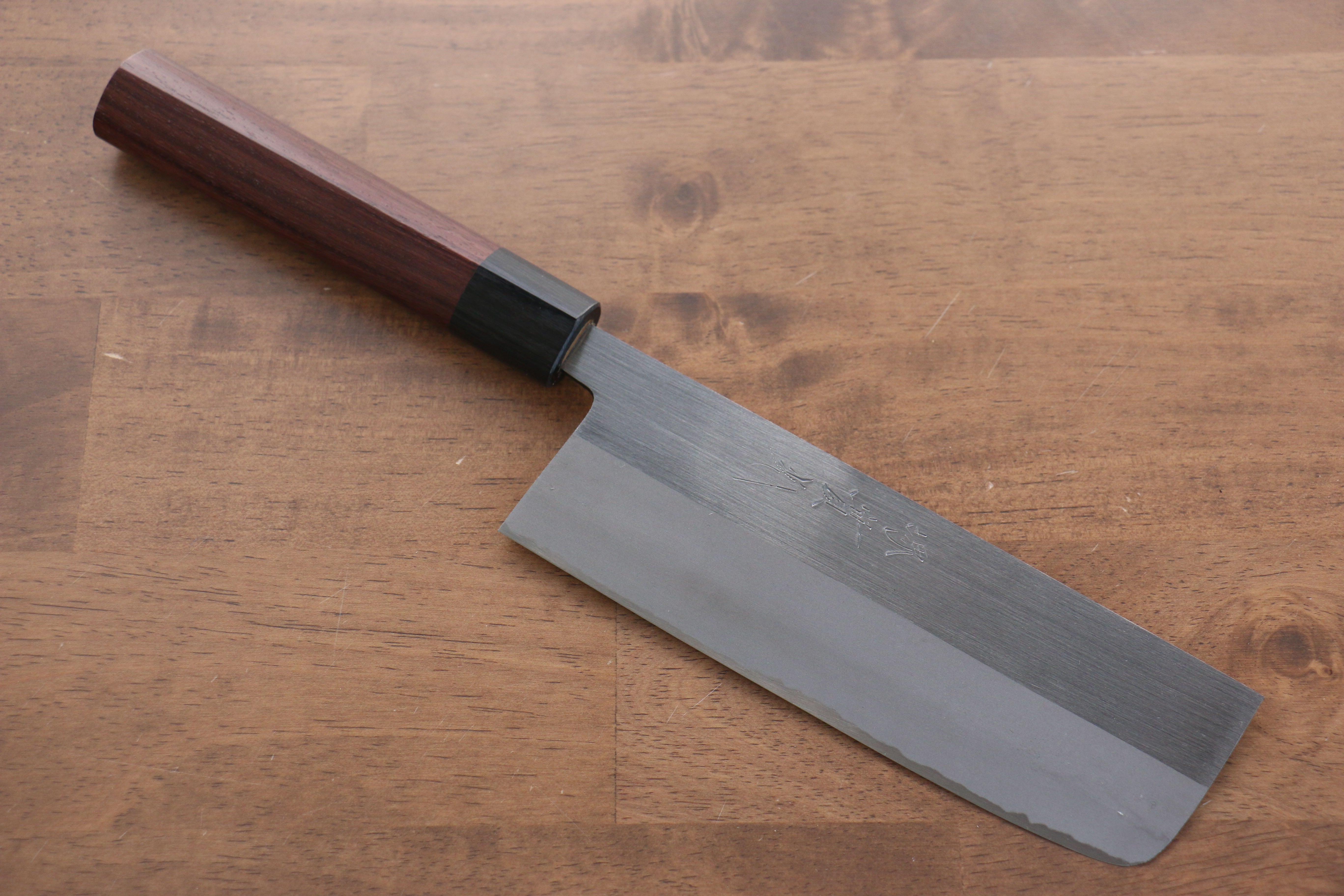 Premium Jikko White Steel No.2 Japanese Nakiri Knife 165mm - Migaki Polished Finish with Shitan Handle - Perfect for Vegetable Chopping, Slicing & Asian Cuisine Preparation