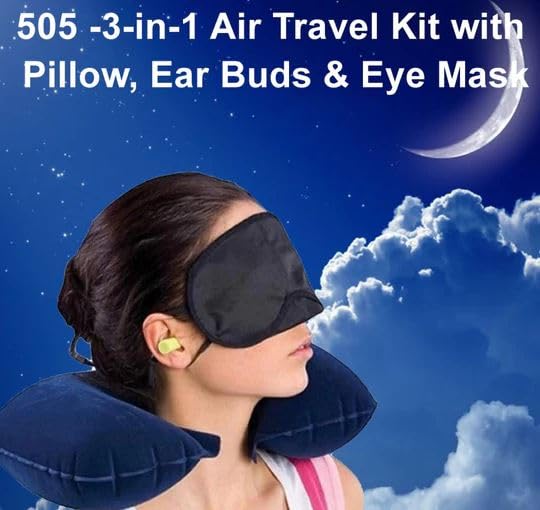 Qwid Travel Accessories Set - Comfortable Neck Pillow with Eye Mask, Ear Plugs & Carry Bag for Airplane, Car & Train Travel (3-Piece Travel Kit)