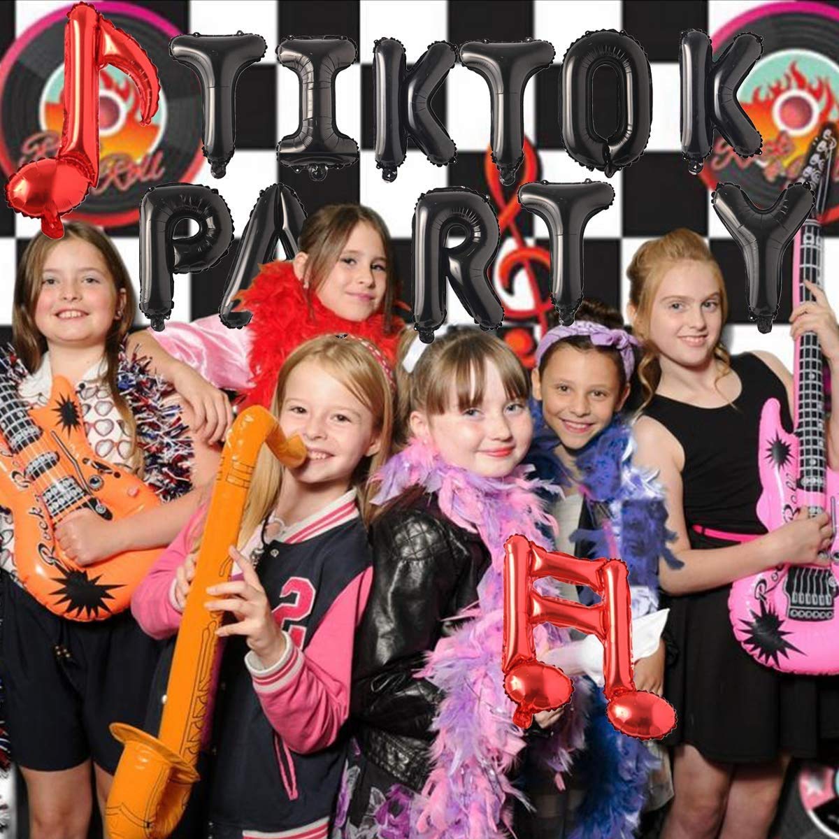 12Pcs Black Red Music Note Foil Balloons - Music Theme Party Decorations for Birthday, Rock Star, Rock and Roll & Baby Shower - Perfect for Concerts, DJ Events & Music Lover Gifts