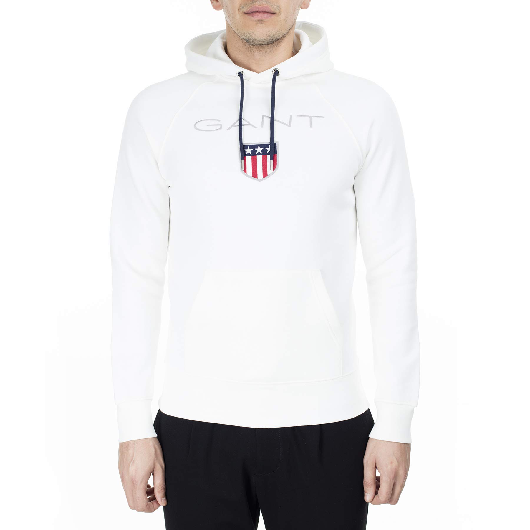 GANT Men's Shield Hoodie - Lightweight Fleece-Lined Hooded Sweatshirt for Casual Wear & Outdoor Activities | Perfect for Fall & Winter Seasons