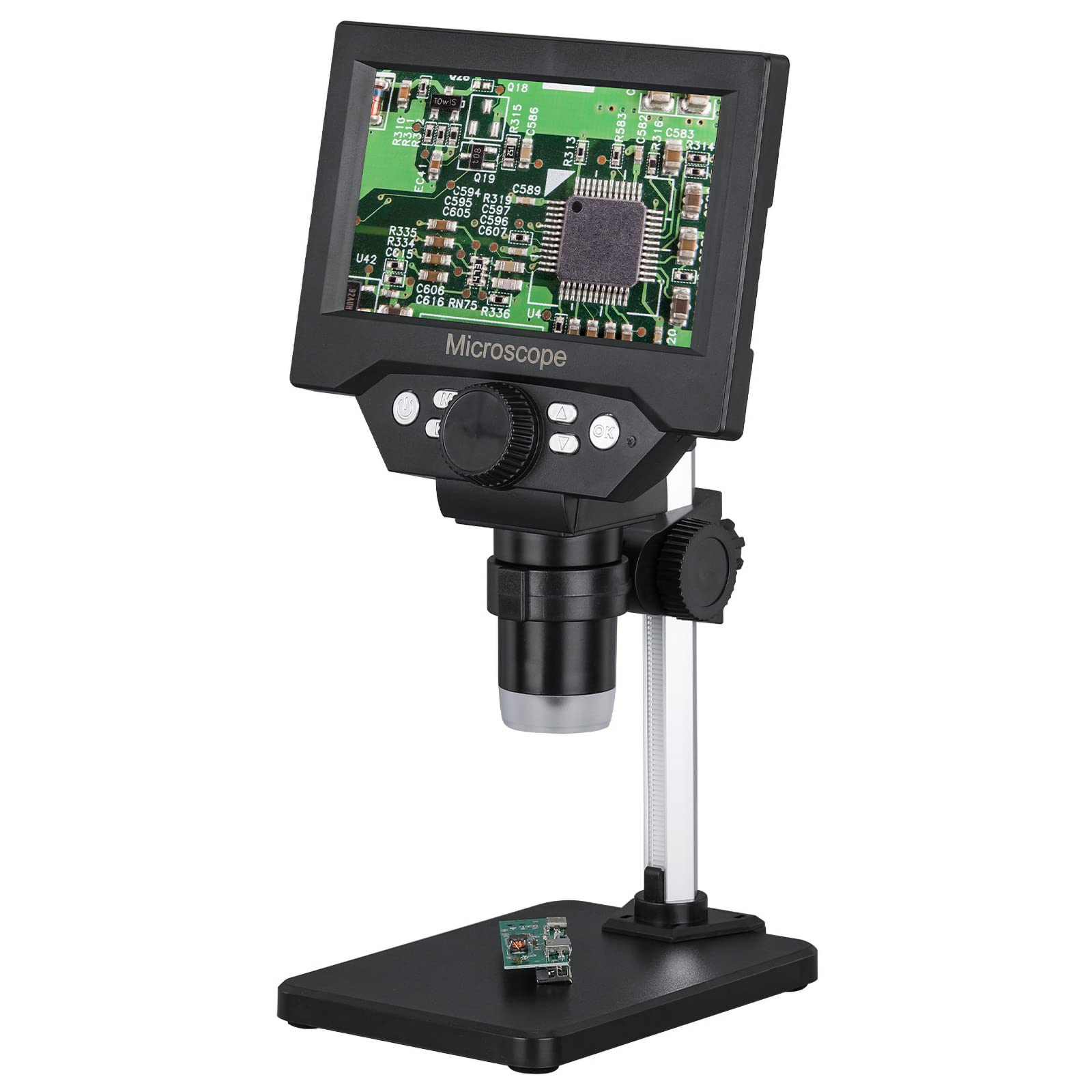 PLABNK 1-1000X Digital Monocular Microscope with 5.5 Inch LCD Screen - Jewelry Loupe Magnifier for Phone Repair, PCB Soldering & Circuit Board Inspection | Perfect for Electronics Hobbyists, Watchmakers & Jewelry Appraisers