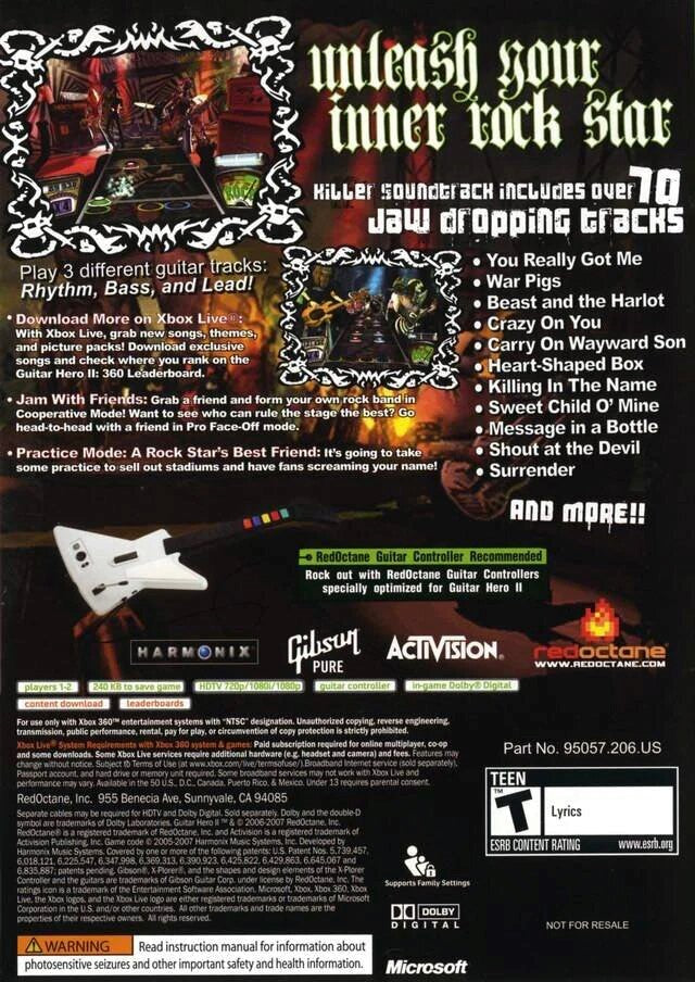 Used Guitar Hero II for Xbox 360 - Classic Rock Video Game | Perfect for Parties, Gaming Nights & Retro Collectors