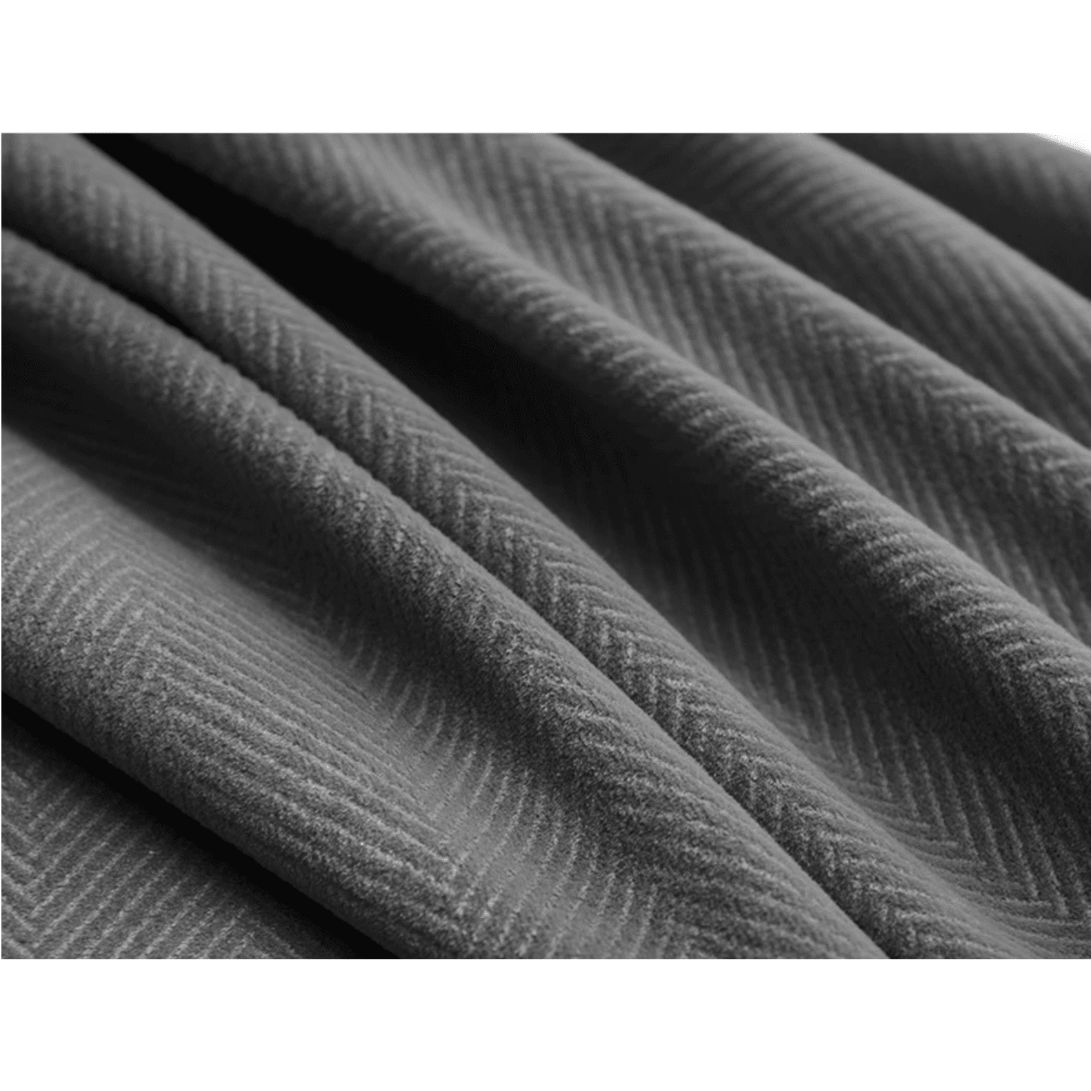 Luxury Modern Herringbone Designer Velvet Curtains - Gray Blackout Drapes for Living Room & Bedroom - Elegant Home Decor & Light Blocking Window Treatments