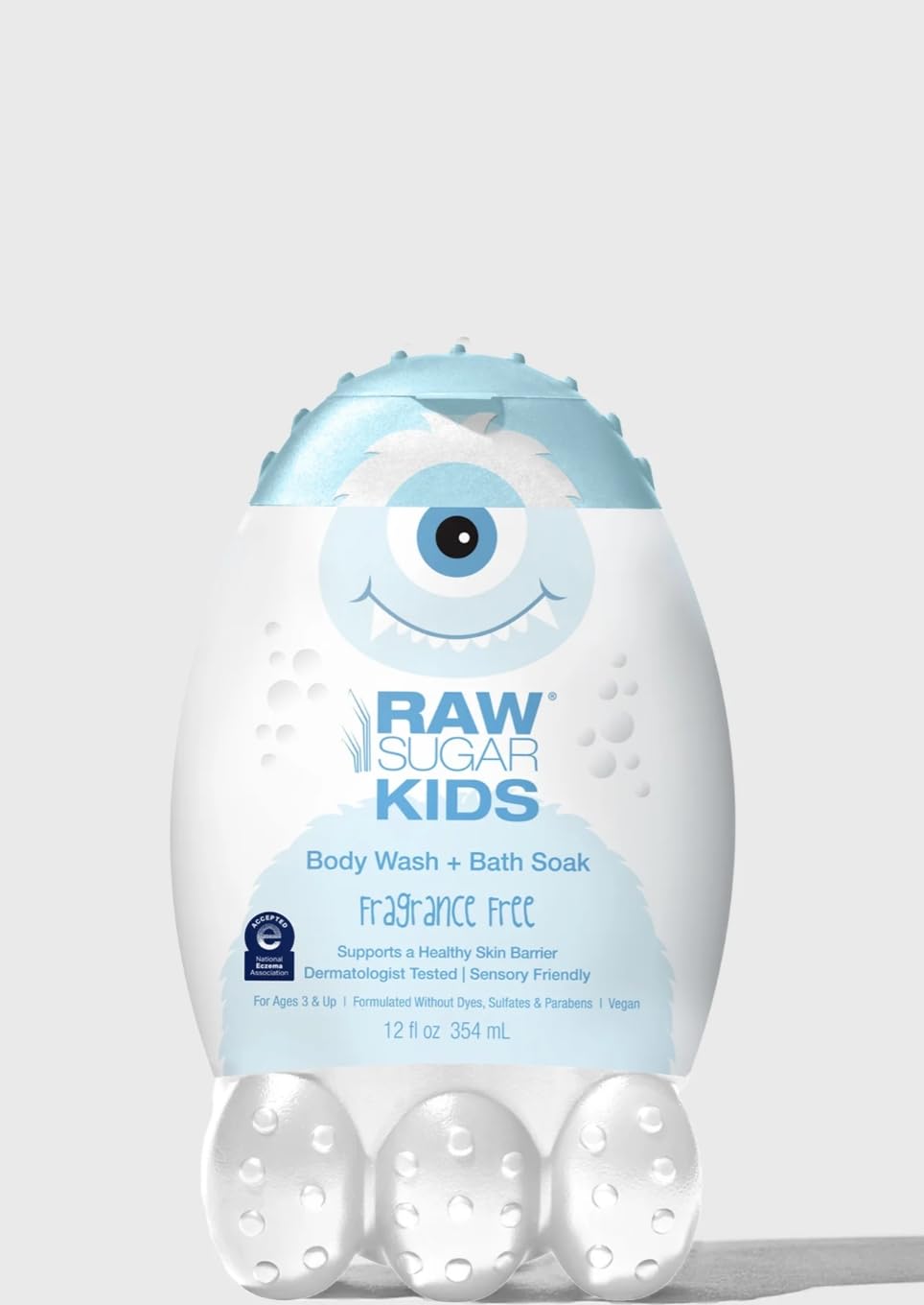 Raw Kids 2-in-1 Bubble Bath & Body Wash for Sensitive Skin - Lightly Scented Sugar Formula | Gentle Cleansing, Hydration & Softness for Kids 3+ Years | 12oz | Perfect for Bath Time & Sensitive Skin Care