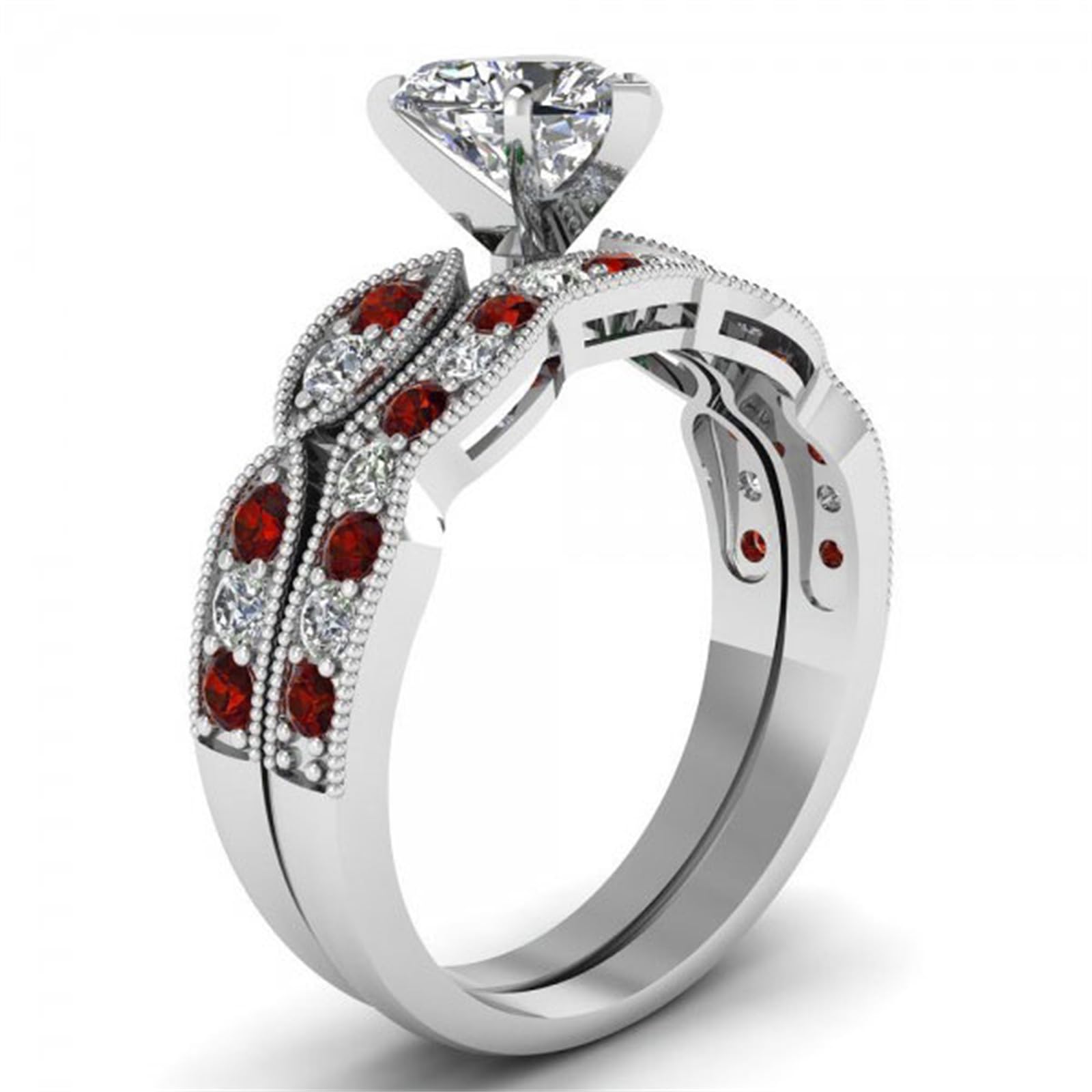 Jeulia 3 Carat CZ Solitaire Engagement Ring Set - Sterling Silver Halo Milgrain Heart Cut Bridal Rings for Women | Perfect for Wedding, Anniversary, Promise & Proposal Gifts