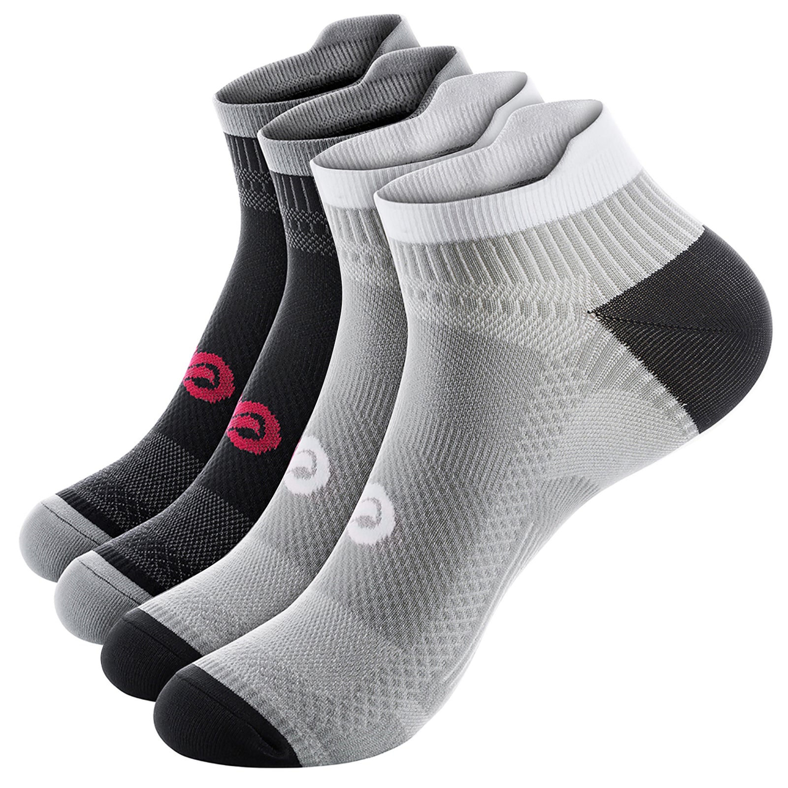 GECKOMAN x PAPLUS Ankle Compression Running Socks for Men & Women - 2 Pairs Pack - Moisture Wicking & Breathable for Marathon, Hiking, Gym Workout & Sports Performance
