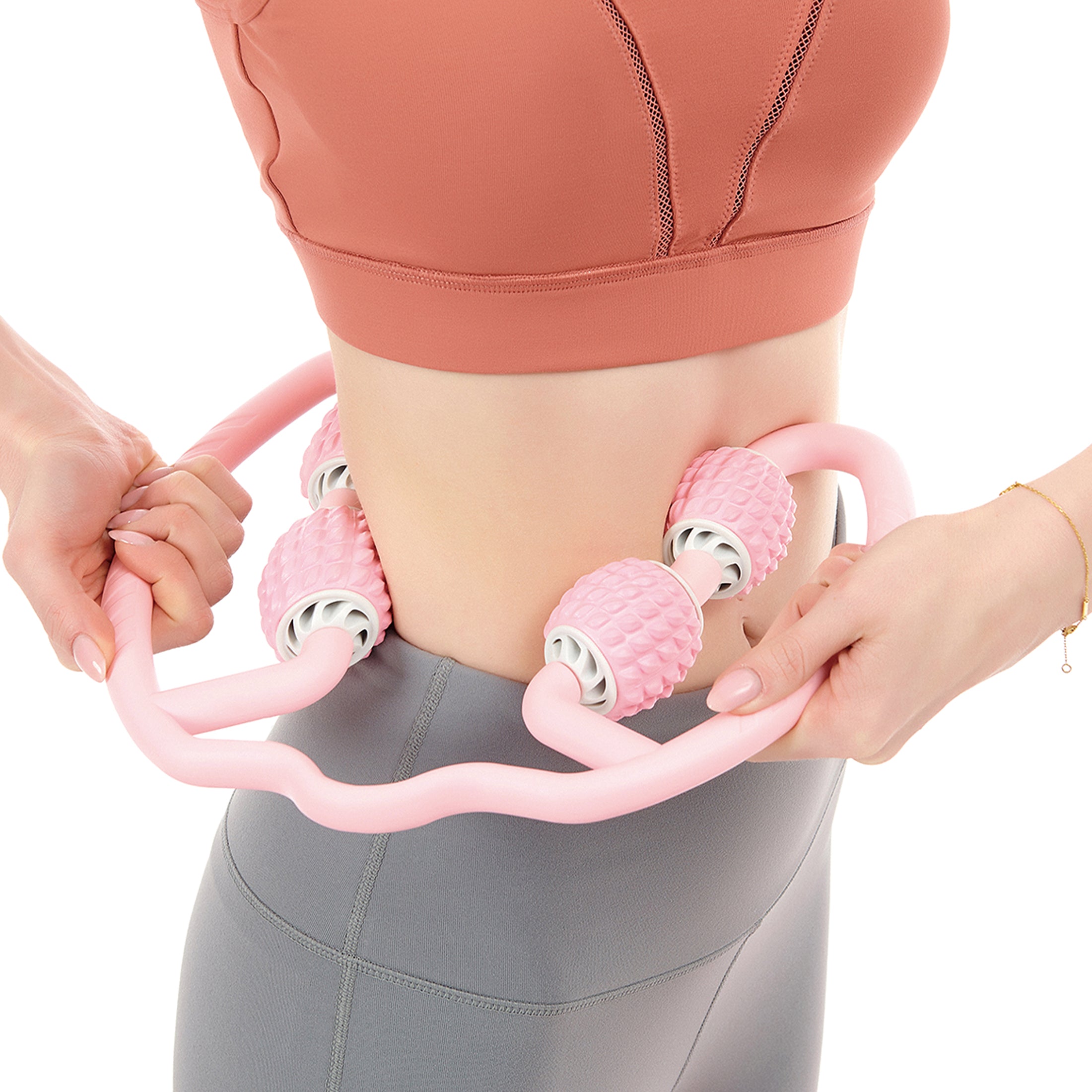 PRCTZ 4-Point Handheld Massage Foam Roller - Deep Tissue Muscle Massager for Pain Relief & Recovery - Perfect for Gym, Yoga, and Post-Workout Relaxation
