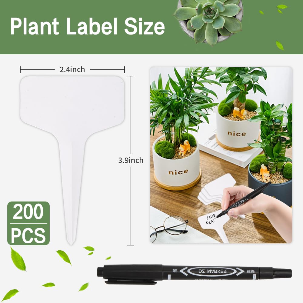 200pcs Waterproof Plant Labels - 4 Inch Plastic Garden Markers for Seedlings, Greenhouse & Nursery - Durable Outdoor Gardening Supplies for Herbs, Vegetables & Flowers Identification