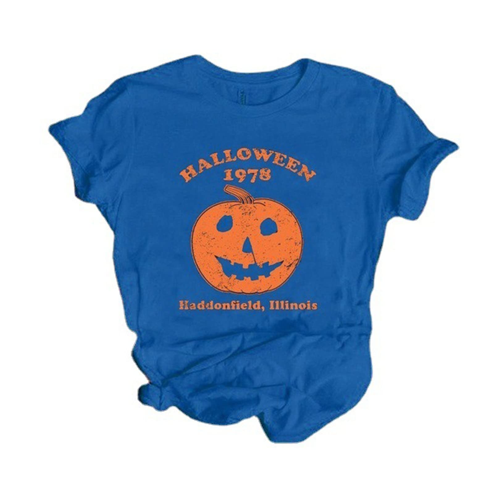 Plus Size Women's Funny Pumpkin Print T-Shirts - Crewneck Short Sleeve Loose Fit Blouses for Halloween | Cute Fall Outfits & Seasonal Costume Parties