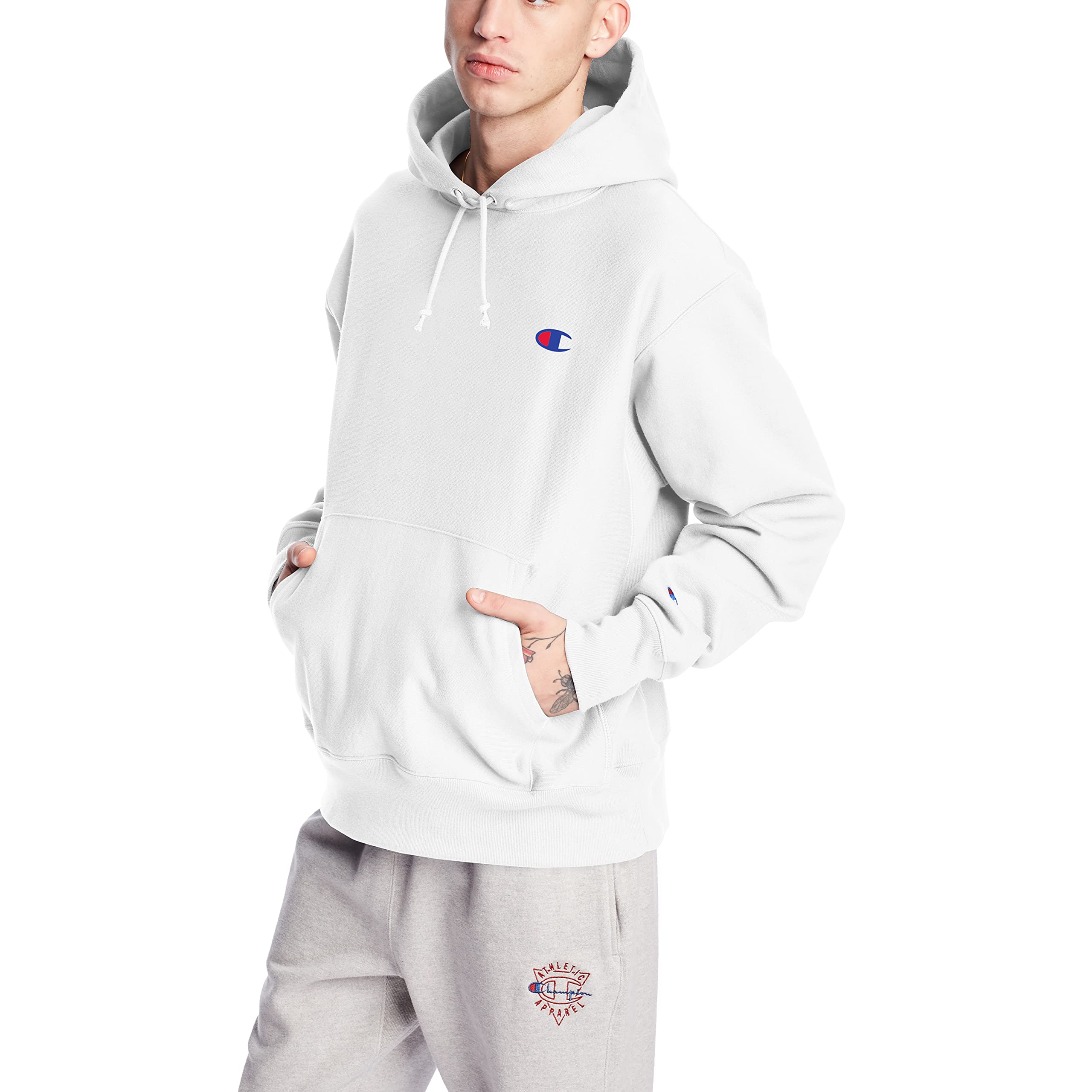 Champion Men's Reverse Weave Pullover Hooded Sweatshirt - Premium Comfort Cotton Hoodie with Left Chest Logo - Perfect for Gym, Casual Wear & Outdoor Activities