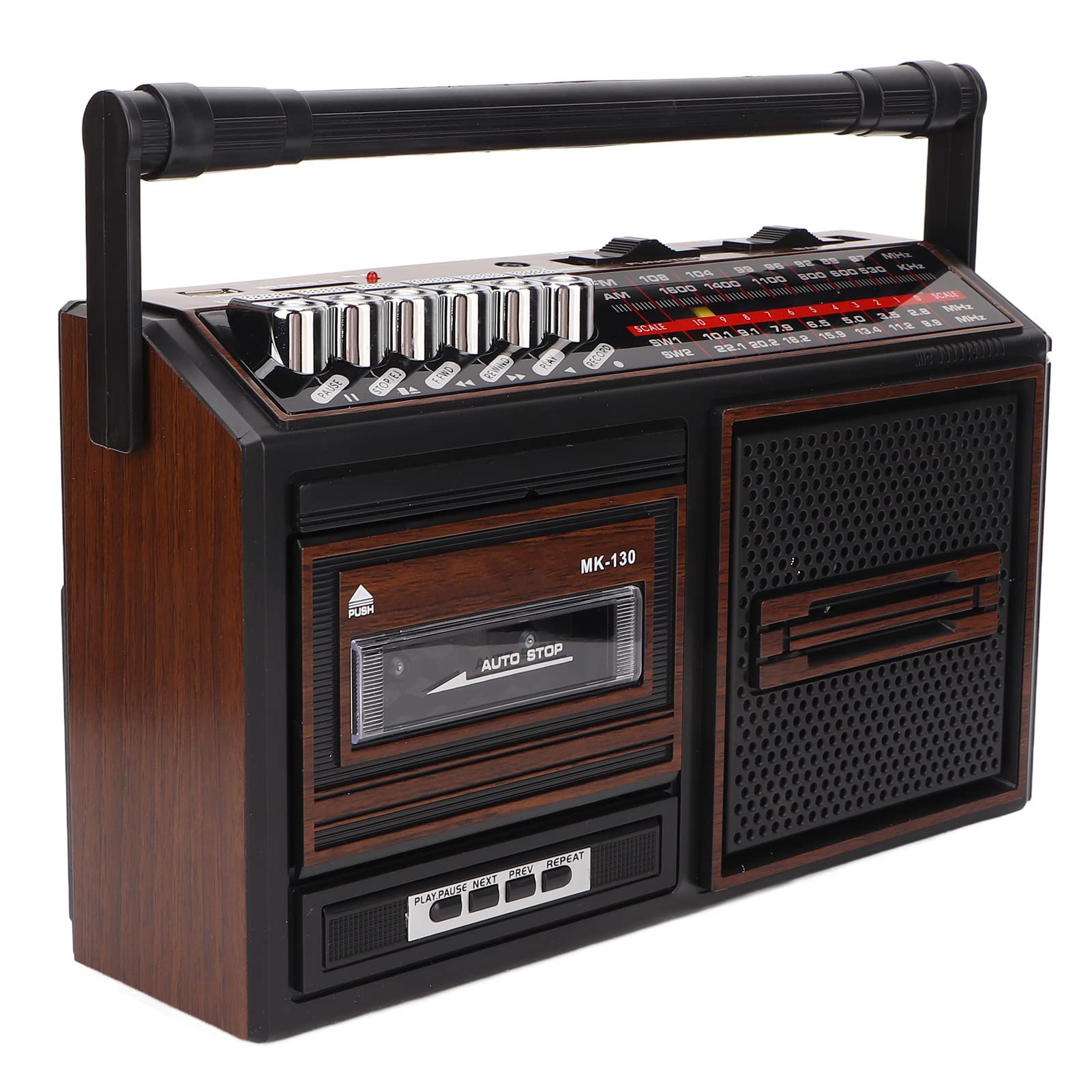 Vintage Portable Cassette Player with AM/FM Radio - Noise Reduction Technology, Headphone Jack & USB/SD Card Slot - Perfect for Elderly, Kids & Music Lovers (Coffee Brown) | Great for Road Trips, Home Listening & Retro Music Collection