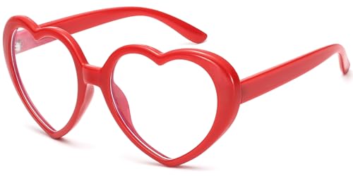 Red Heart Glasses + Blue Light Blocking Clear Lens