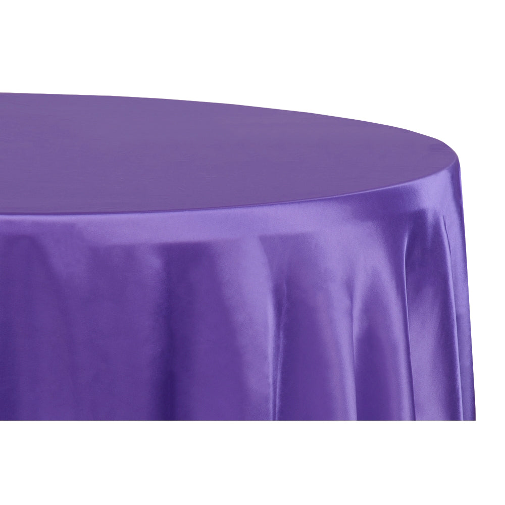 120 Inch Round Satin Tablecloth - Elegant Purple Table Cover for Weddings, Parties & Formal Dining | Wrinkle-Resistant & Luxurious Finish