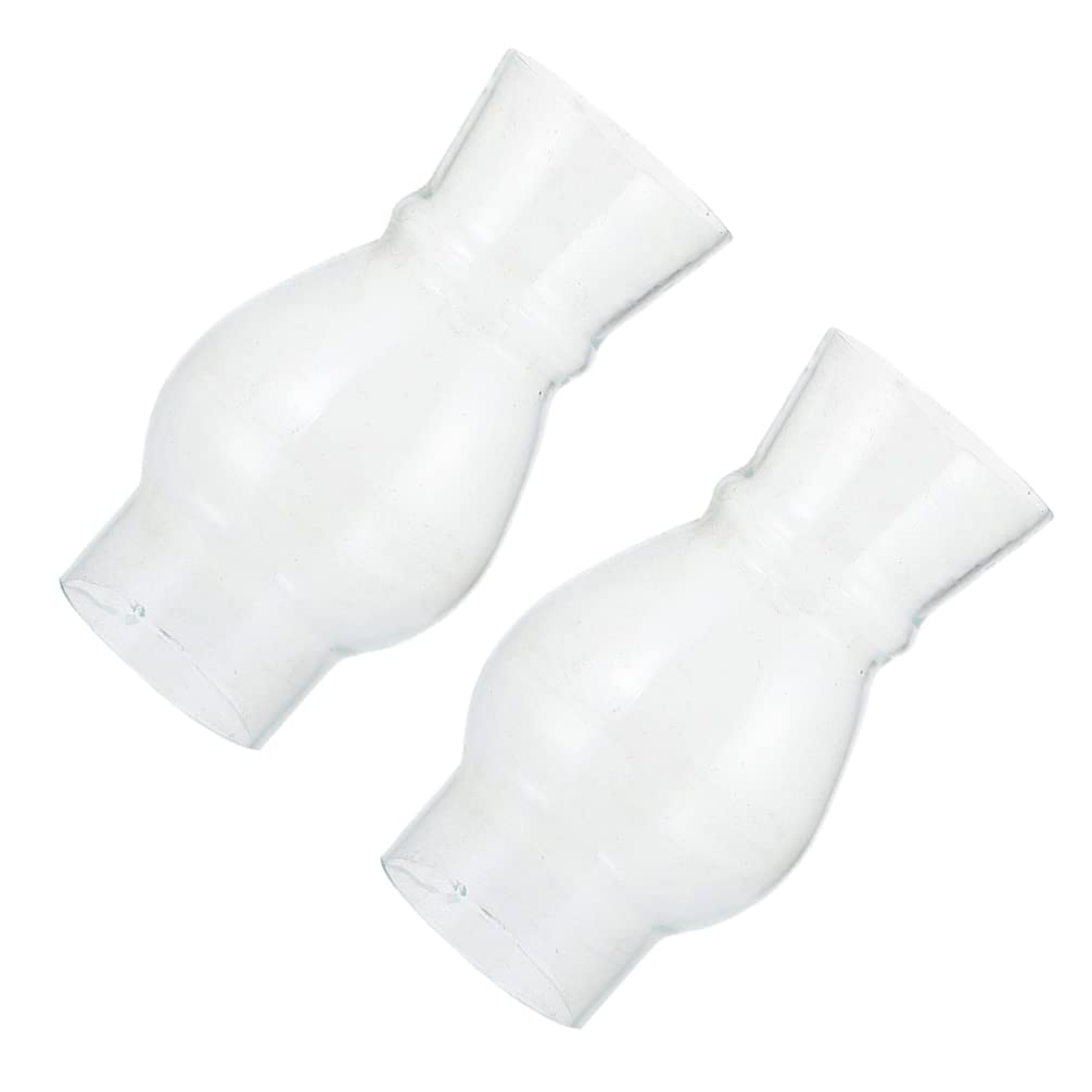 2pcs Clear Glass Lamp Chimney - Replacement Shade for Kerosene & Oil Lamps - Decorative Lighting Accessory for Home, Camping, and Emergency Use